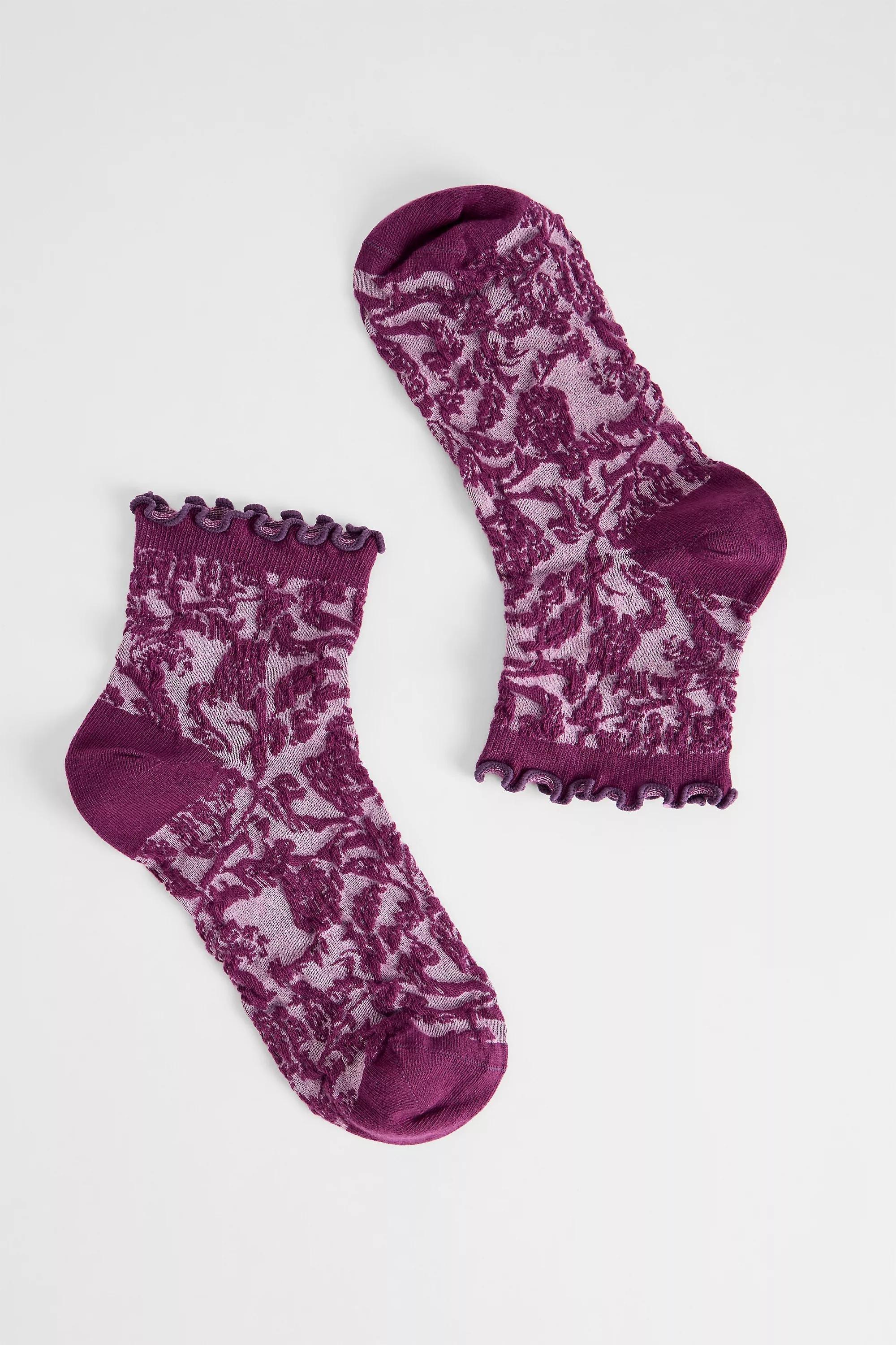 Purple Out From Under Tammy Textured Ankle Socks, PURP, medium