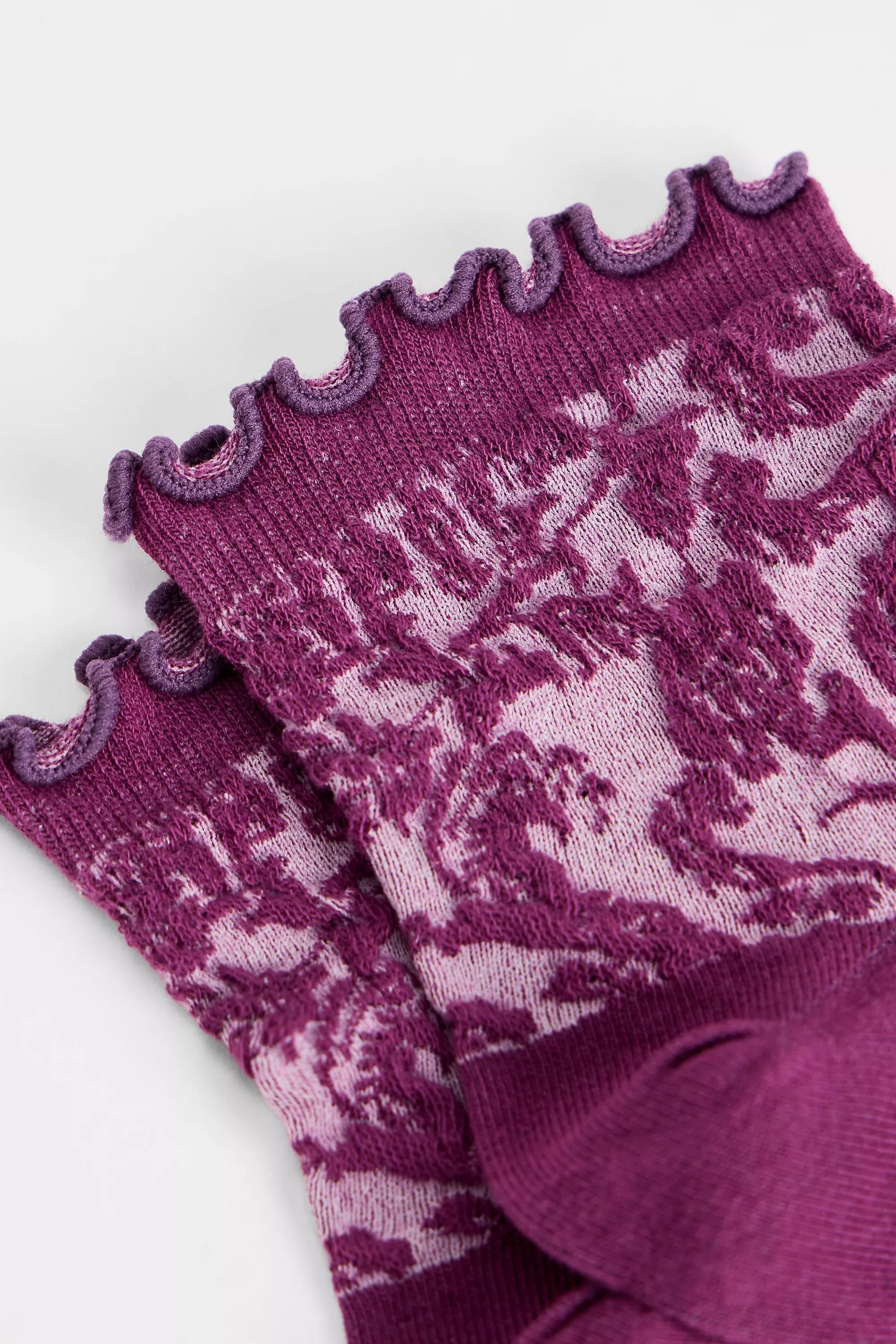 Purple Out From Under Tammy Textured Ankle Socks, PURP, large image number 2