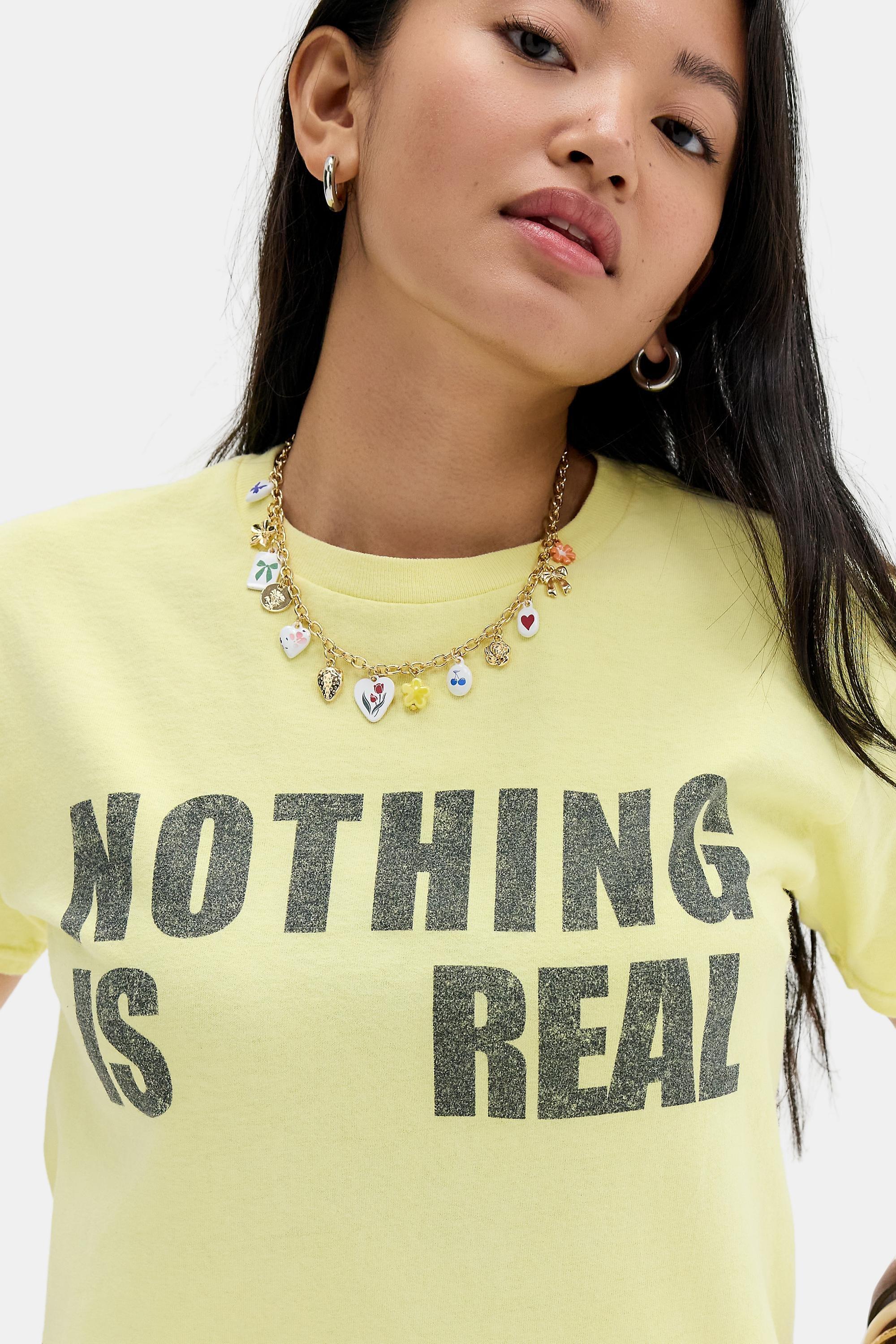YELLOW UO Nothing Is Real Relaxed T-Shirt, YEL, medium