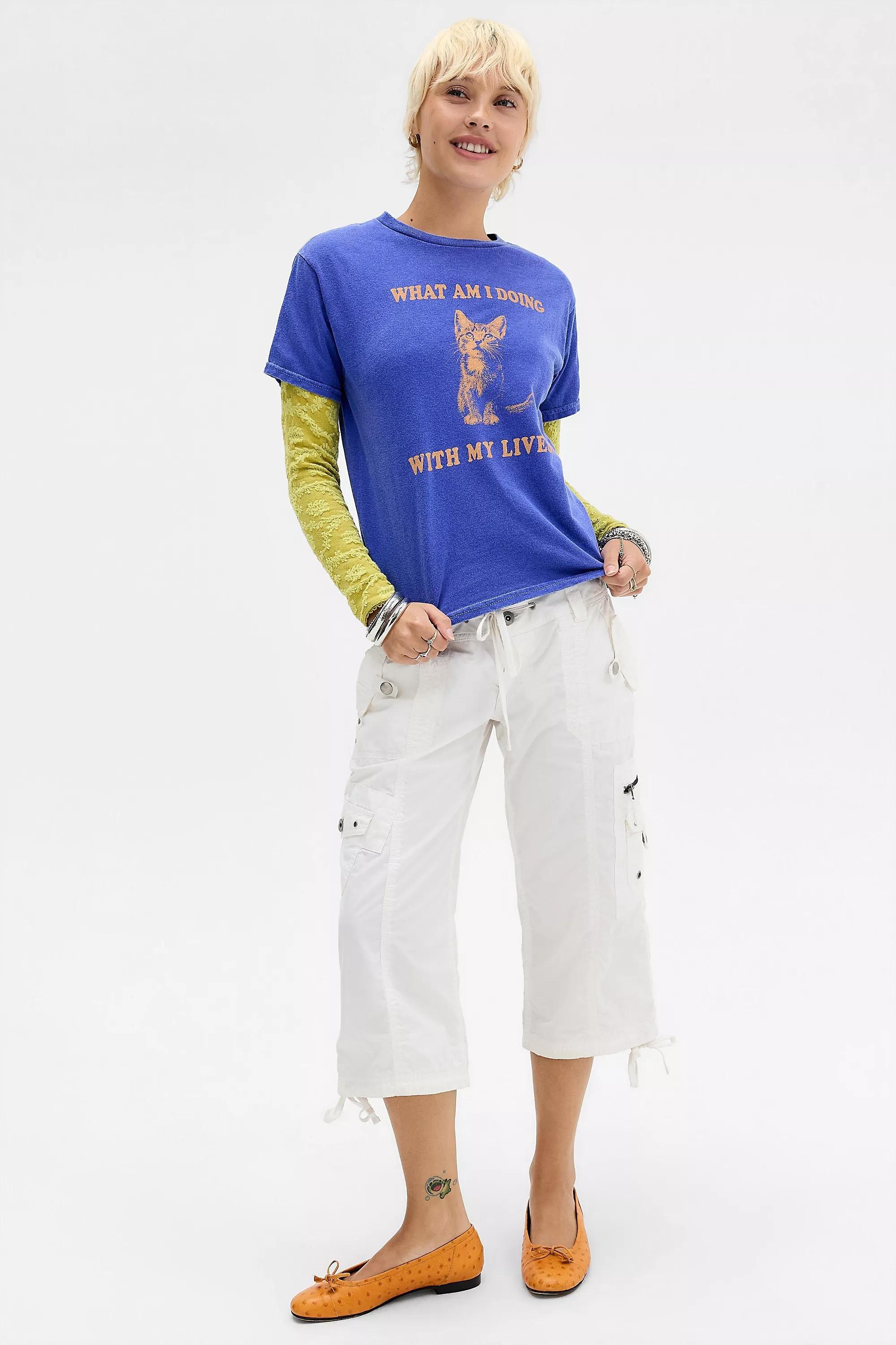 Blue Uo Cats Lives Relaxed T-Shirt, BLUE, medium