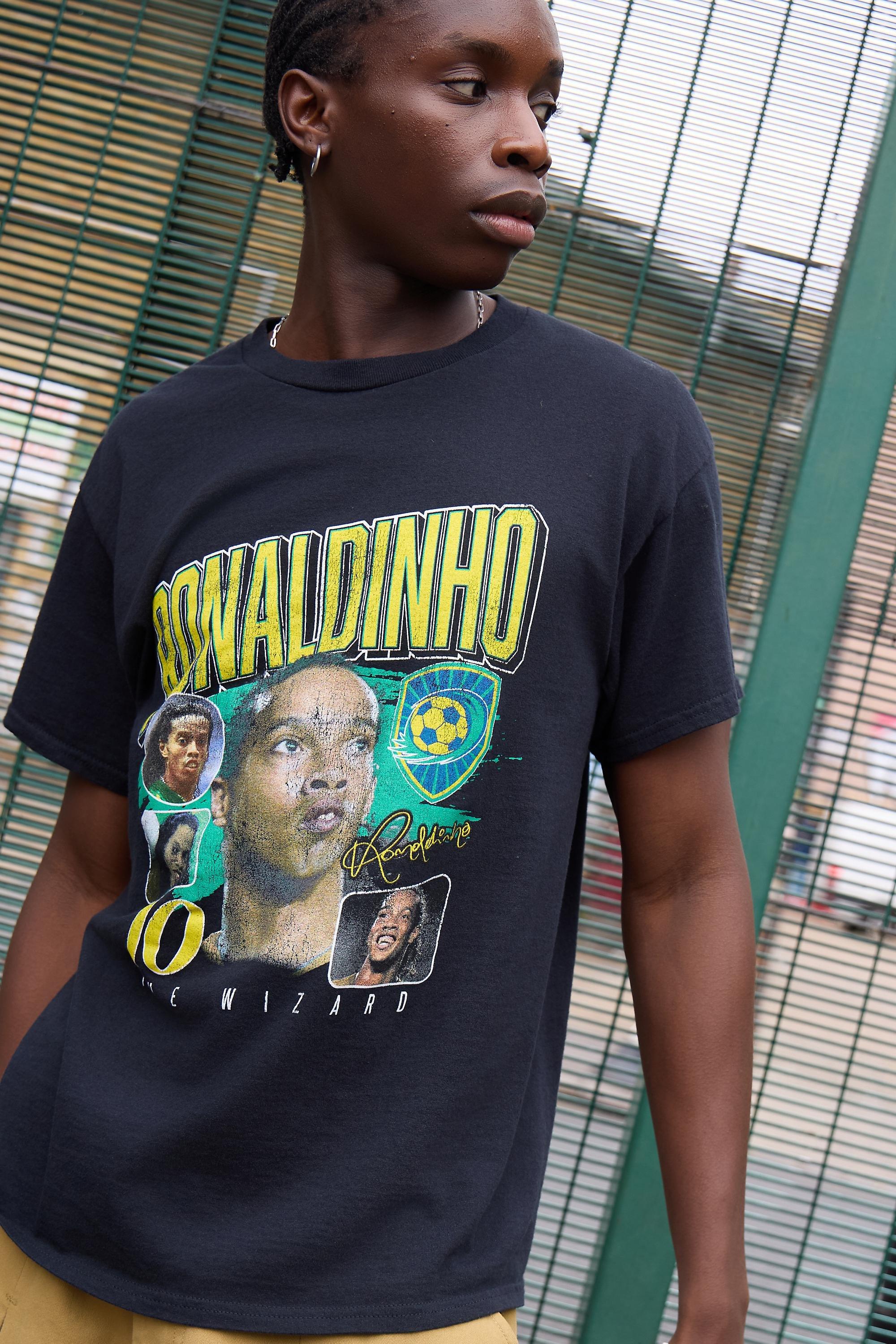 Black Uo Ronaldinho Graphic T-Shirt, BLK, large image number 3