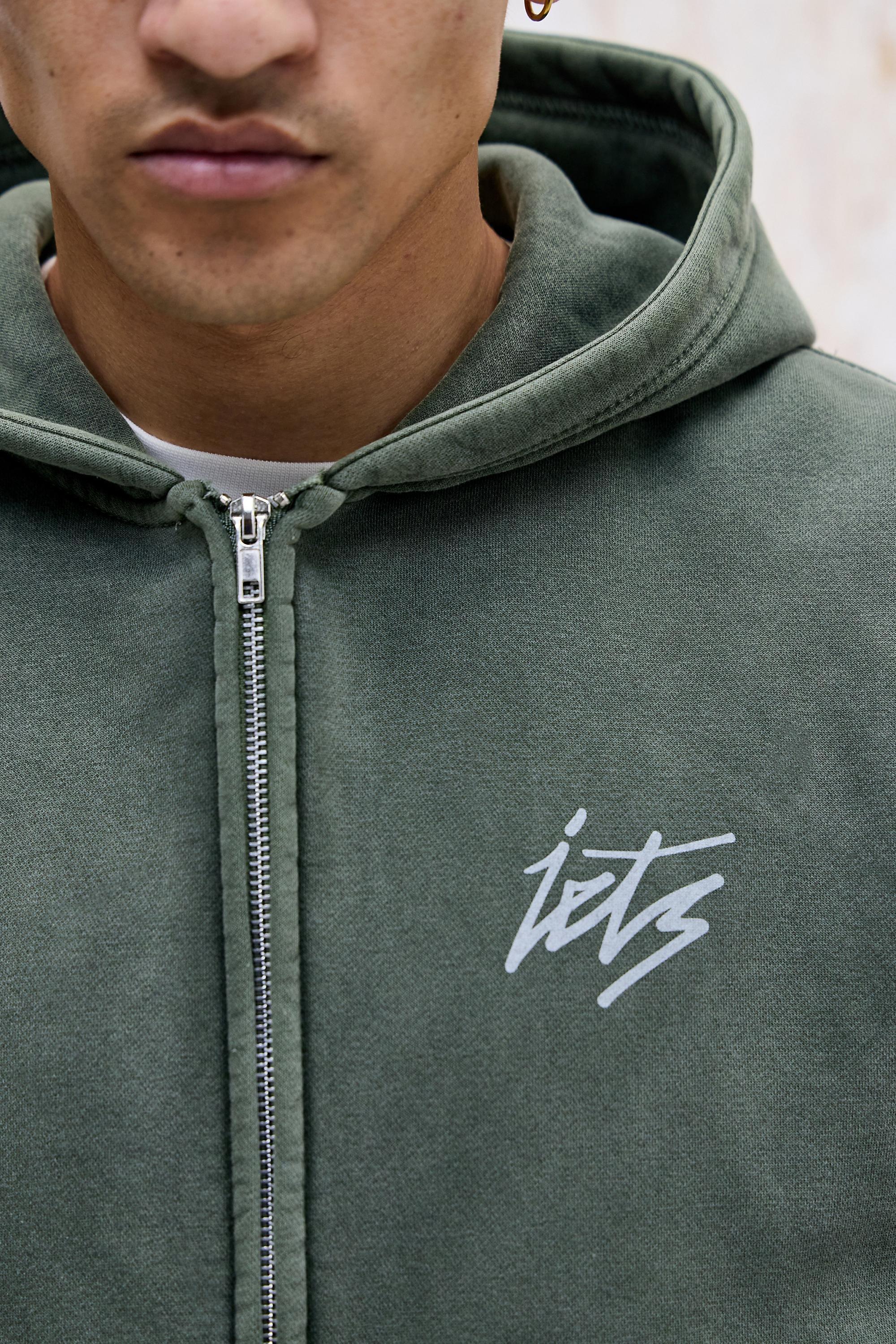 iets frans... Script Zip-Through Hoodie, KHAKI, medium