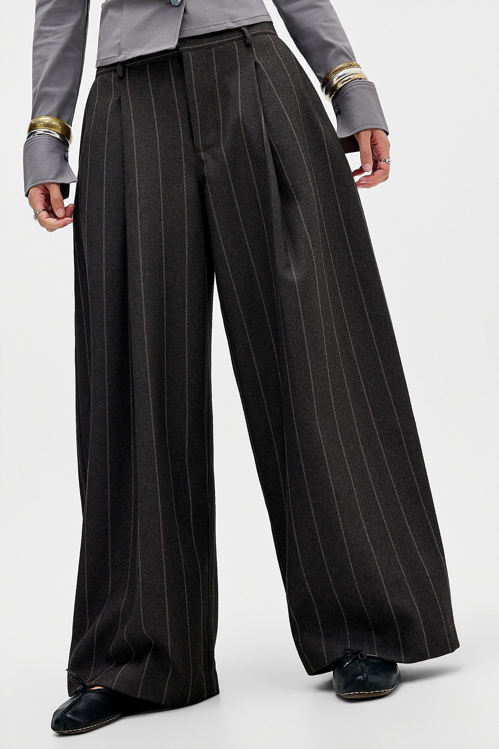 Urban Outfitters Uo Noa Cocoon Pinstripe Trousers, Black | Azadea UAE