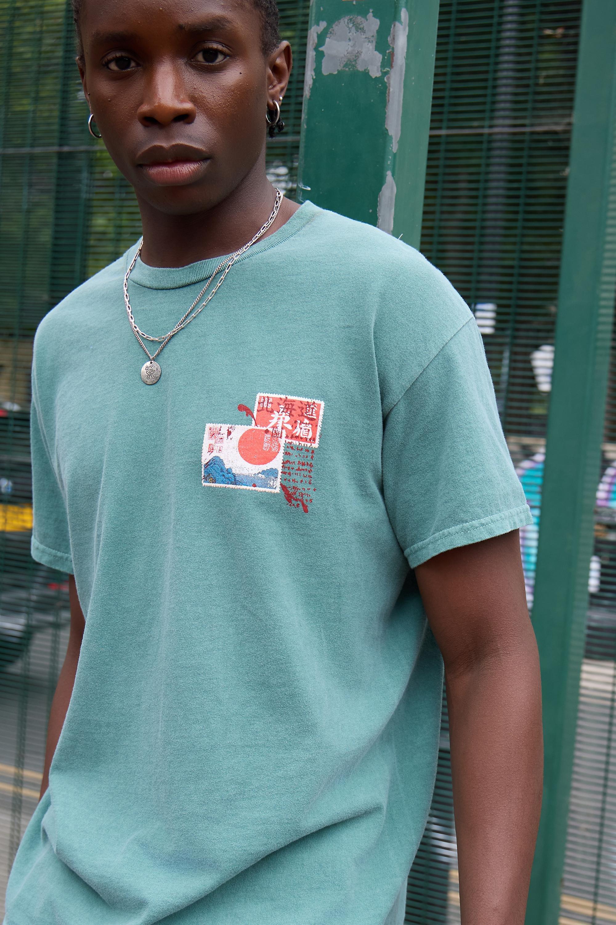 Green Uo Japan Postcard Graphic T-Shirt, GRN, medium