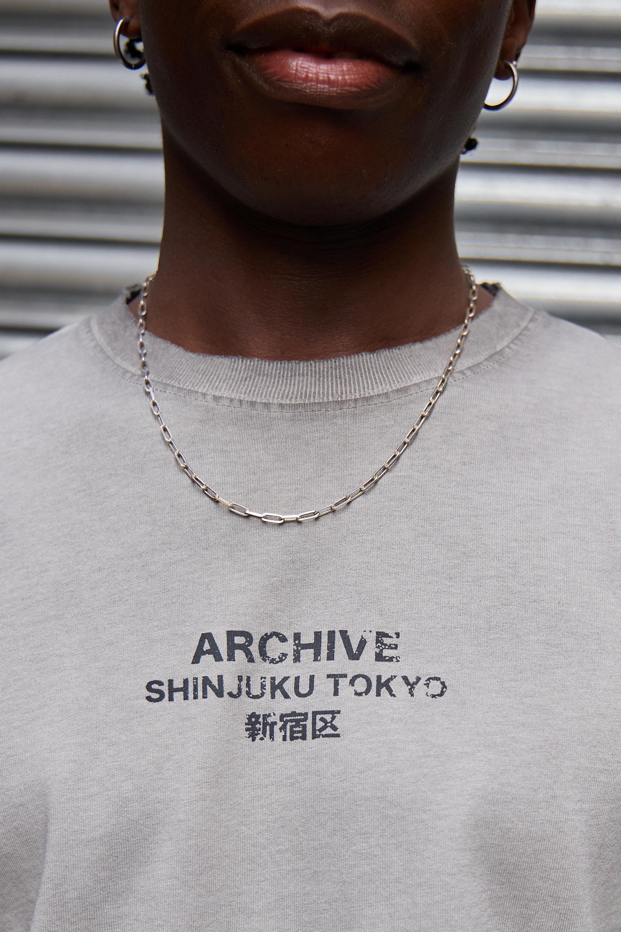 Grey Uo Archive Tokyo Short Sleeve Oil Wash T-Shirt, GREY, medium