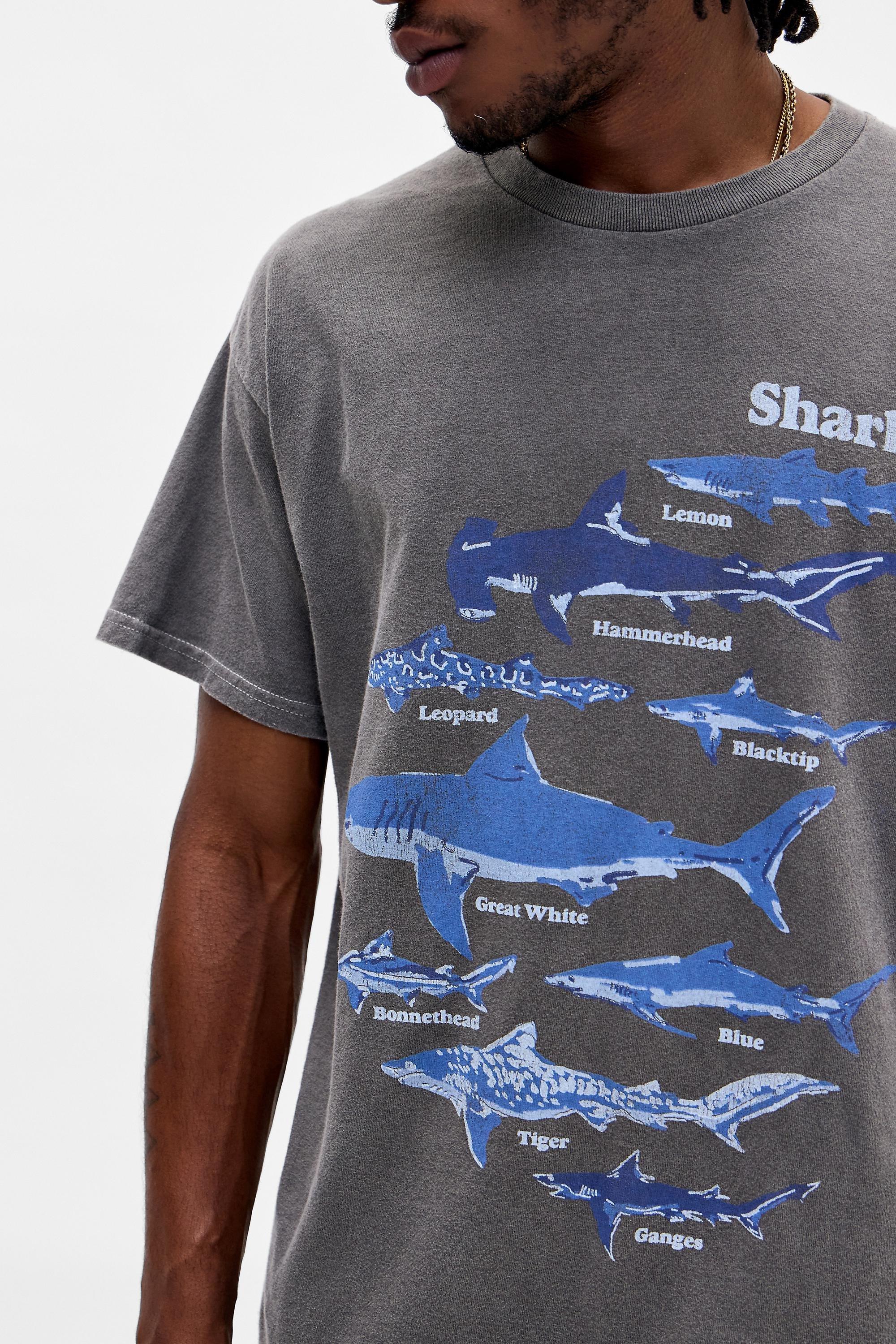 Urban Outfitters Uo Shark Chart Relaxed Graphict-Shirt, Grey | Azadea UAE