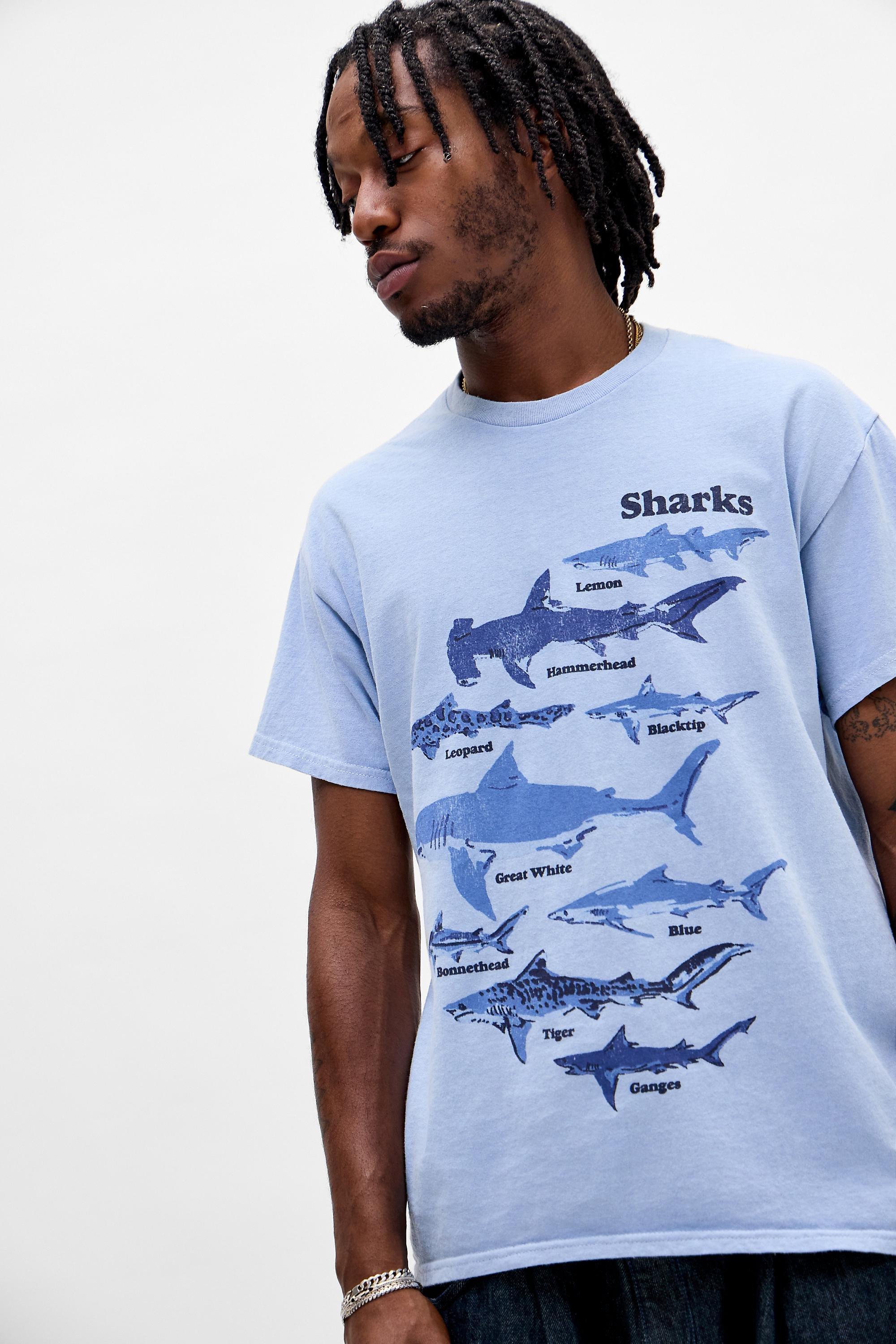 Urban Outfitters Uo Shark Chart Relaxed Graphict-Shirt, Blue | Azadea UAE