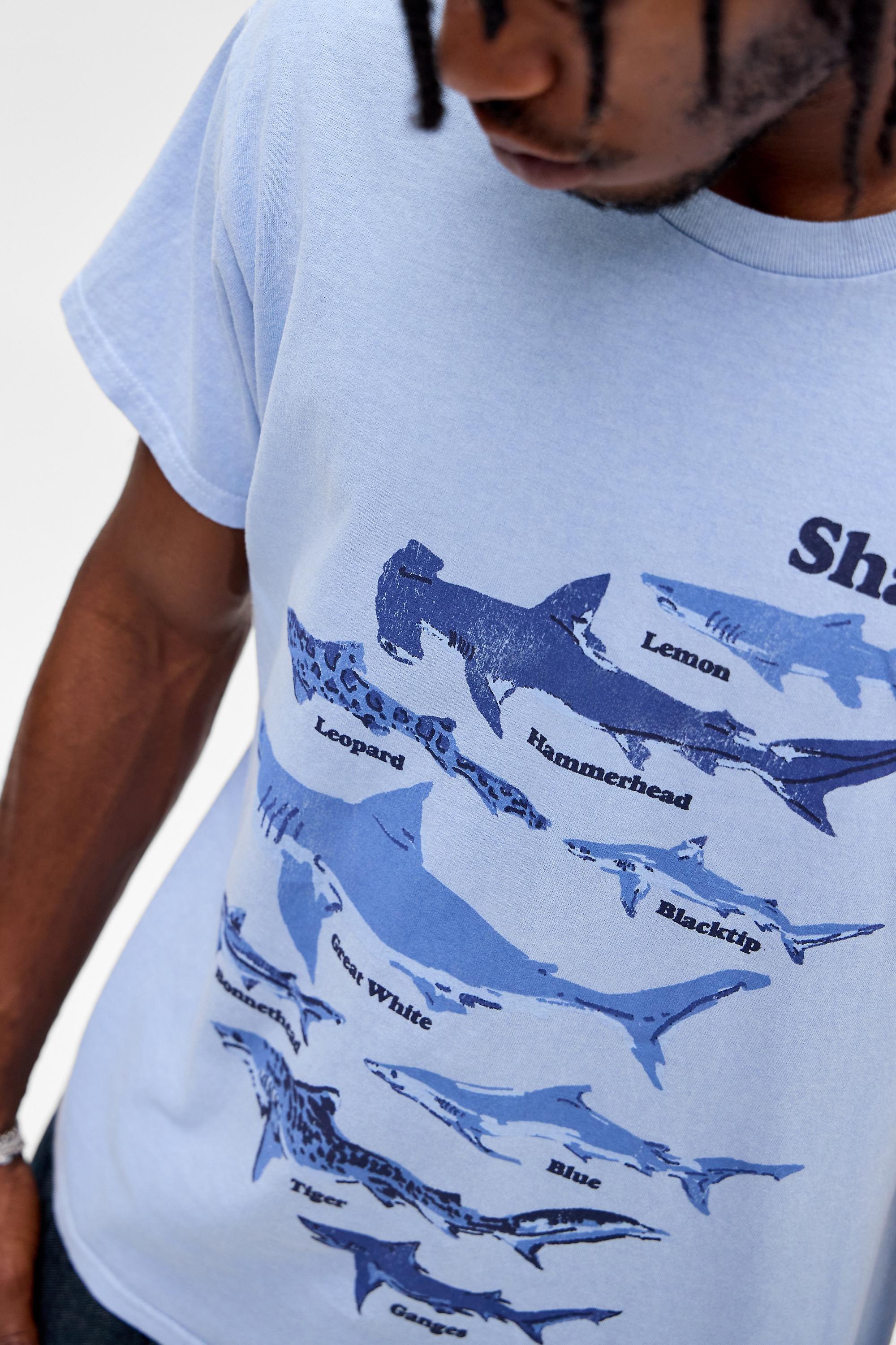 Urban Outfitters Uo Shark Chart Relaxed Graphict-Shirt, Blue | Azadea UAE