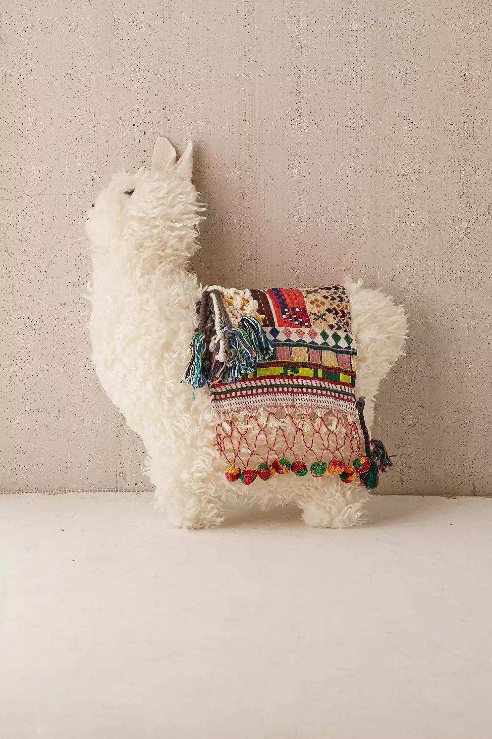Creme Furry Llama Cushion, , large image number 1
