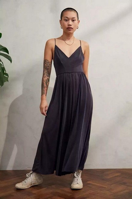 Urban Outfitters - Black UO Molly Cupro Culotte Jumpsuit