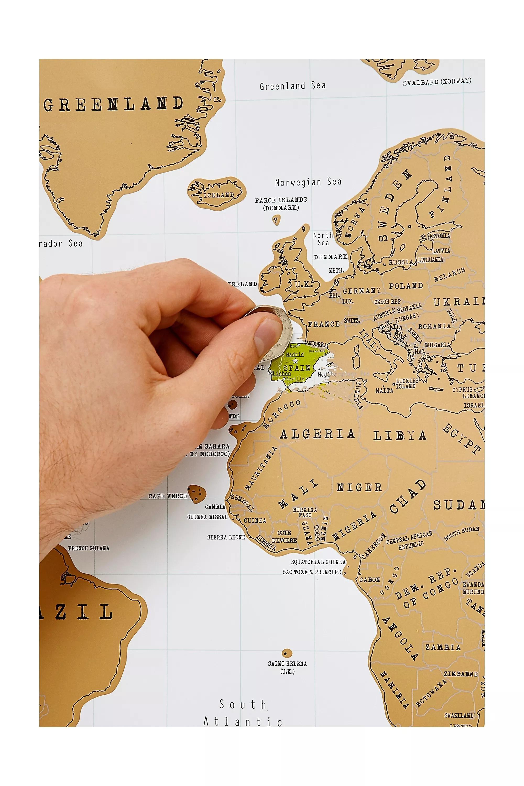 White Standard World Scratch Map, , large image number 1