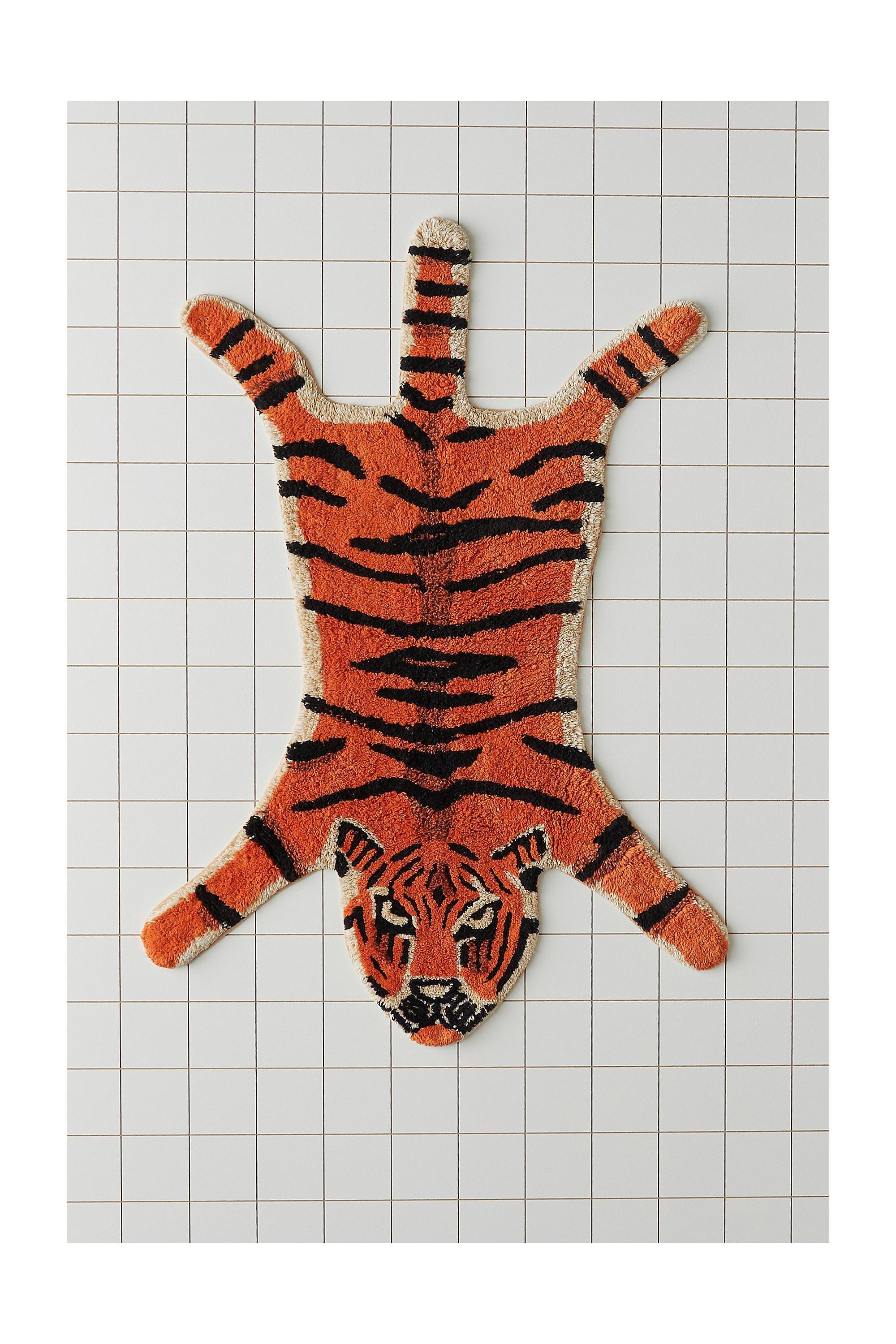 Orange Multicolour Ed Tiger Bath Mat, ASSORT, large image number 1