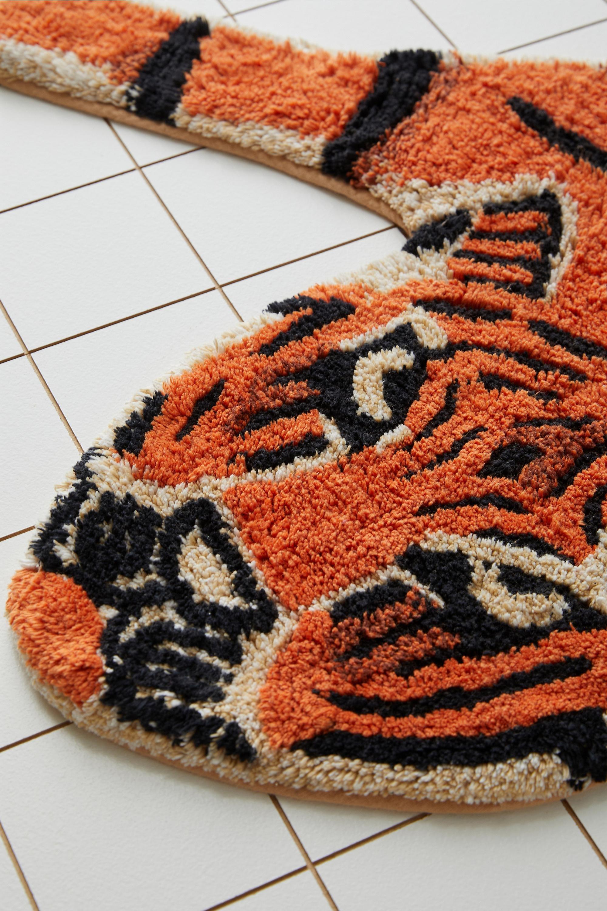 Orange Multicolour Ed Tiger Bath Mat, ASSORT, large image number 2