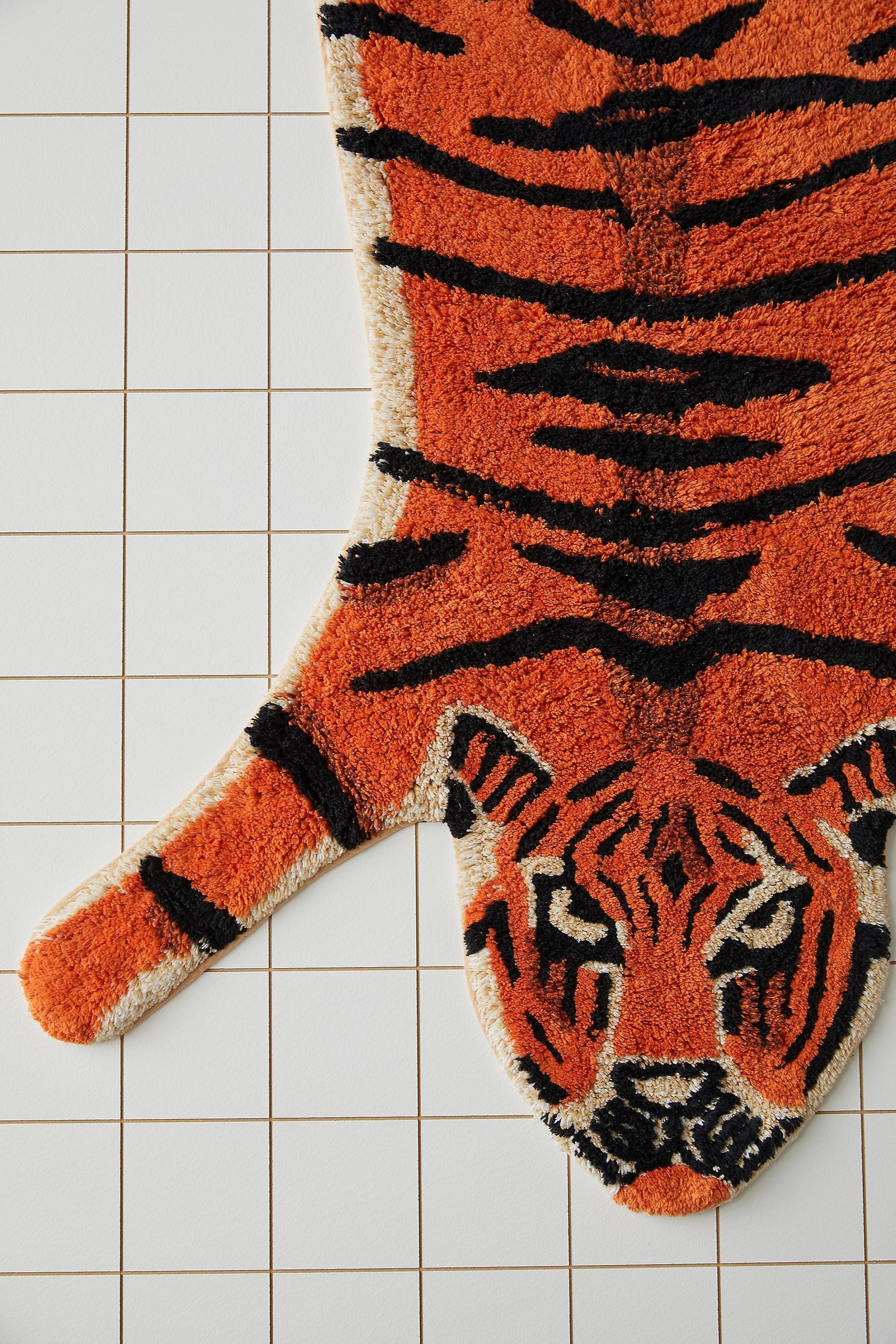 Orange Multicolour Ed Tiger Bath Mat, ASSORT, large image number 3