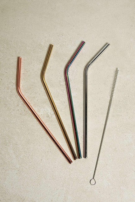 Urban Outfitters - Assorted Colourful Stainless Steel Straws - Set Of 4