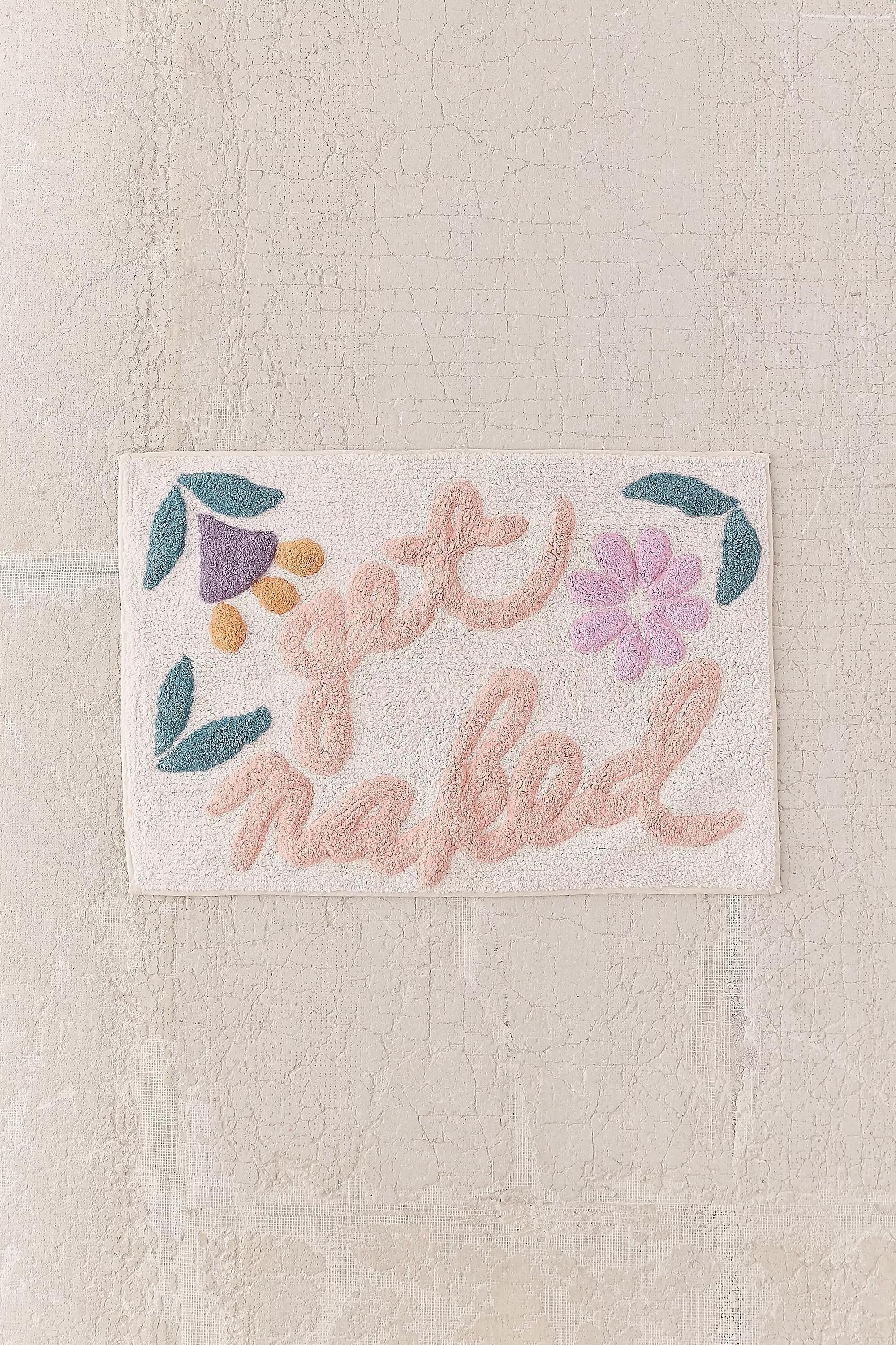 White Get Naked Floral Bath Mat, , large image number 1