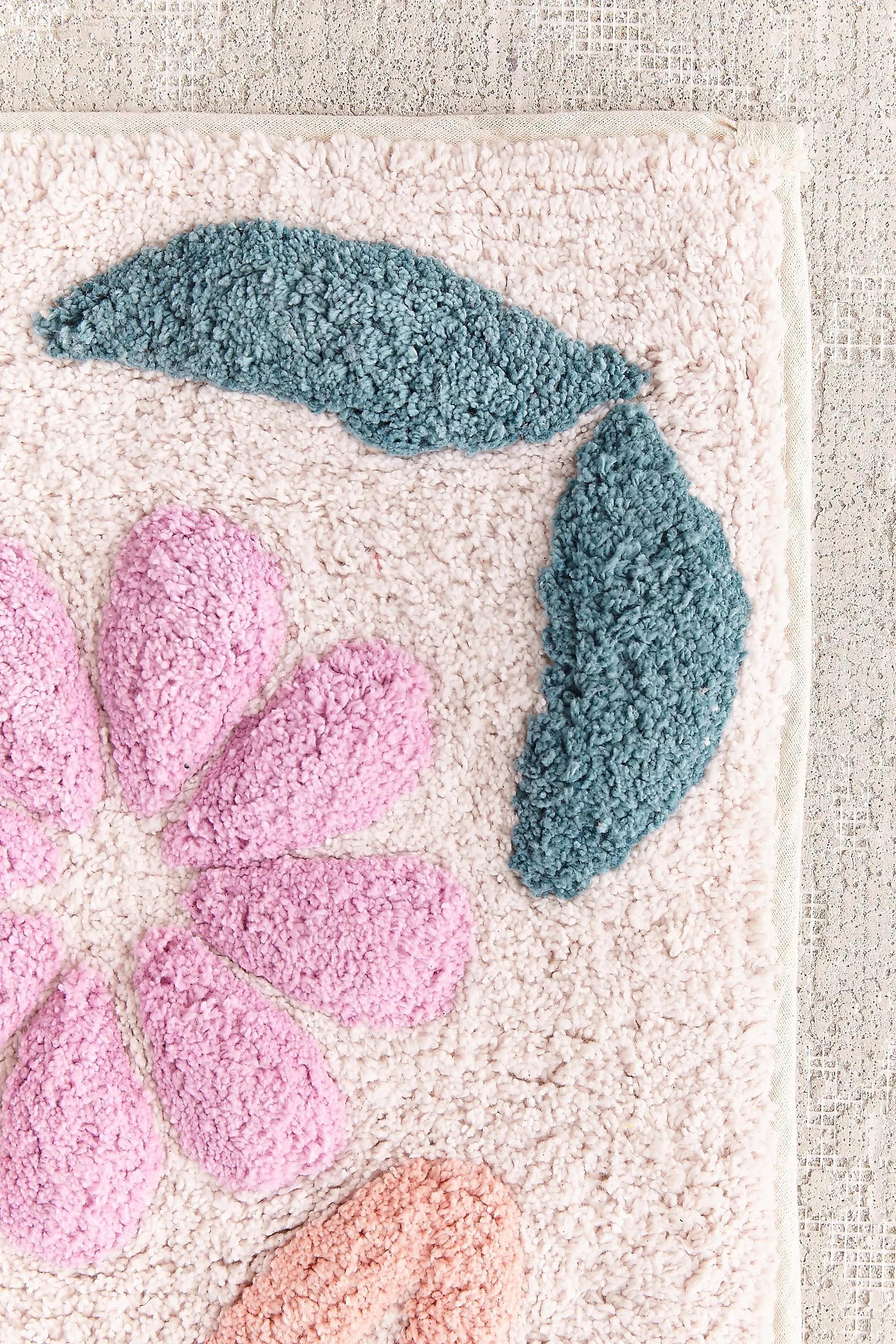 White Get Naked Floral Bath Mat, , large image number 2