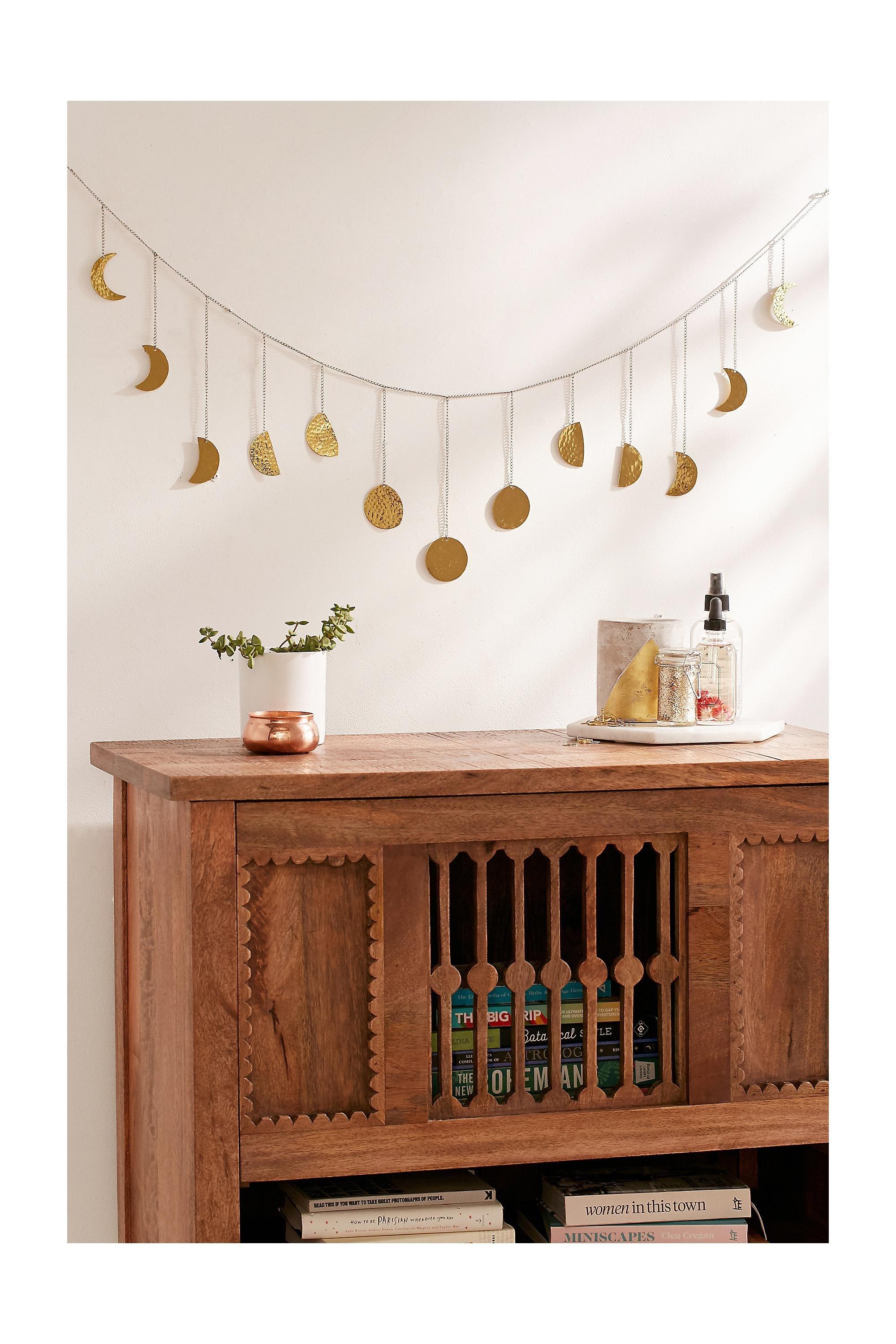 Gold Wall Decoration With Moon Motifs, GOLD, large image number 0