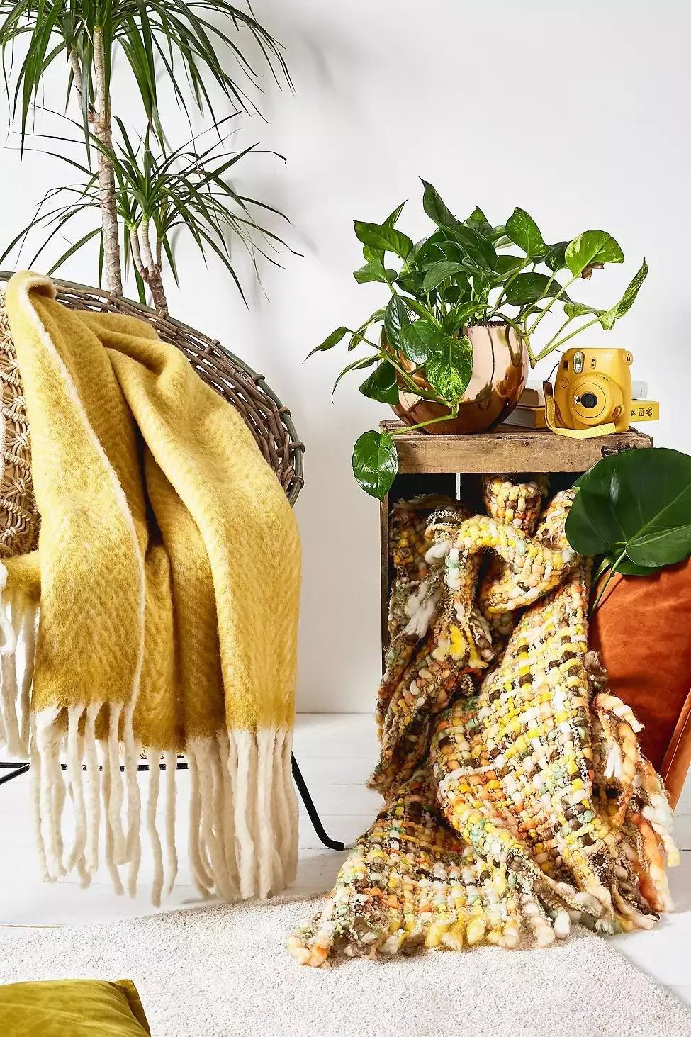Yellow Cosy Throw Blanket, , large image number 1