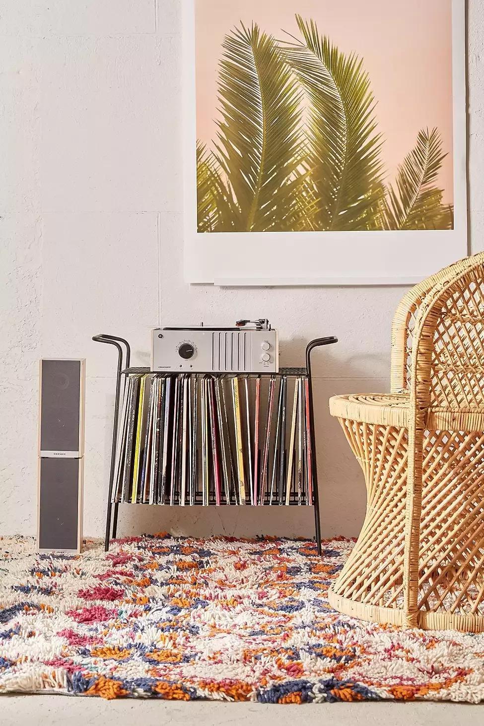 Black Vinyl Record Storage Shelf, , large image number 0