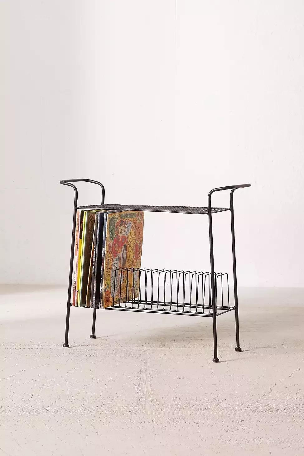 Black Vinyl Record Storage Shelf, , large image number 1