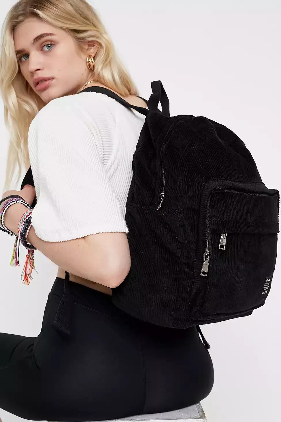 Black UO Core Corduroy Backpack, Women, , large image number 0
