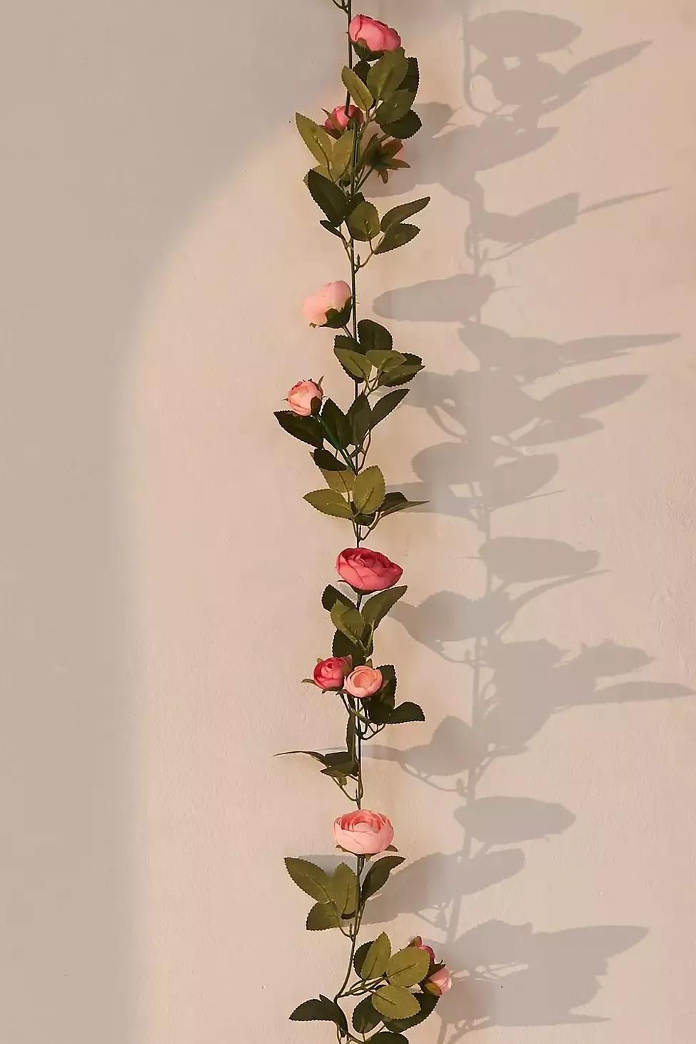 Multicolour Decorative Pink Rose Vine Garland, ASSORT, large image number 1