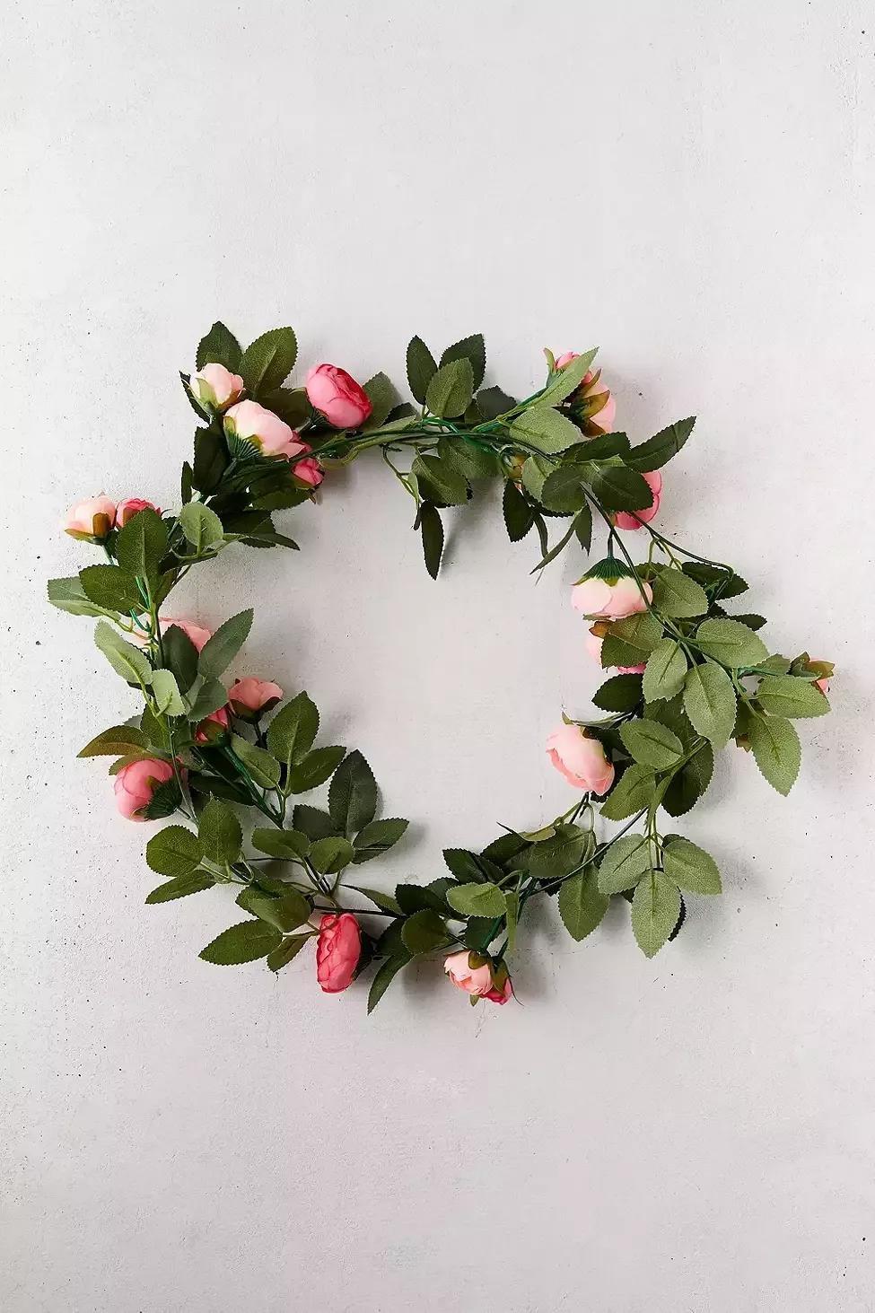 Multicolour Decorative Pink Rose Vine Garland, ASSORT, large image number 2