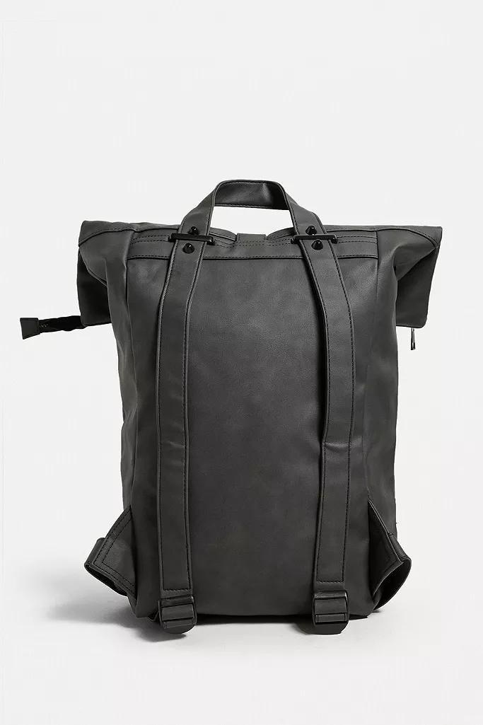 Grey UO Faux Leather Rolltop Backpack, Men, , large image number 1