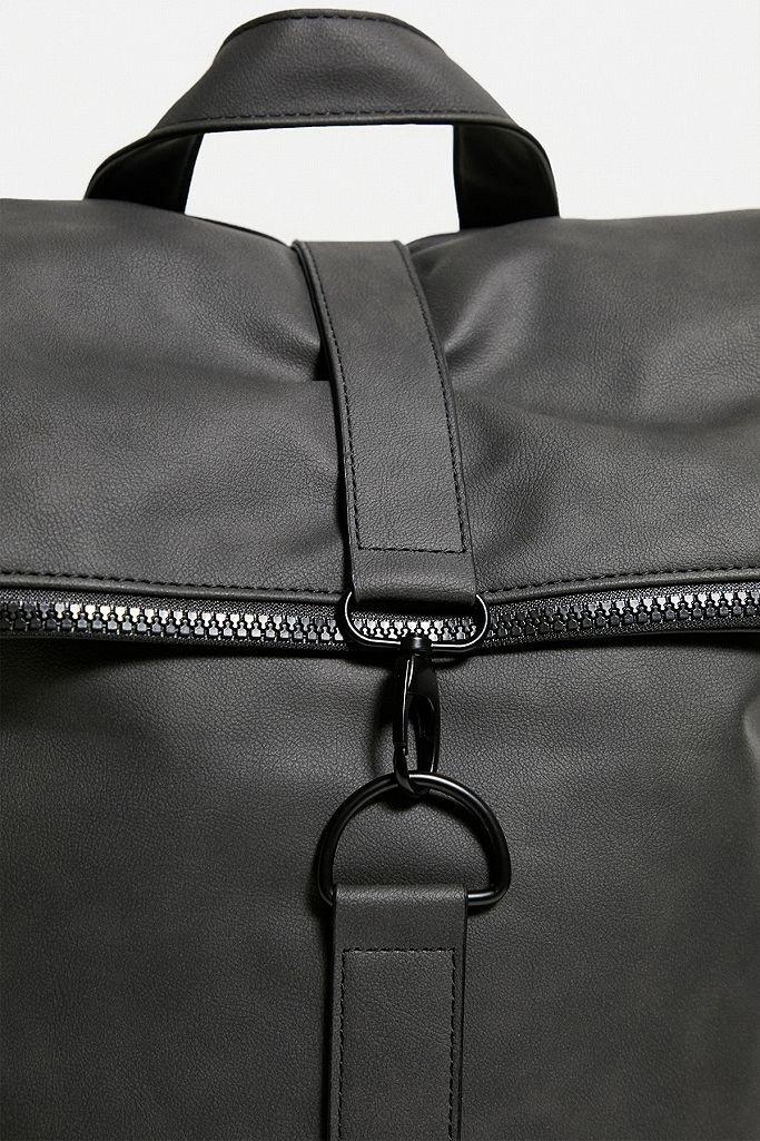 Grey UO Faux Leather Rolltop Backpack, Men, , large image number 2