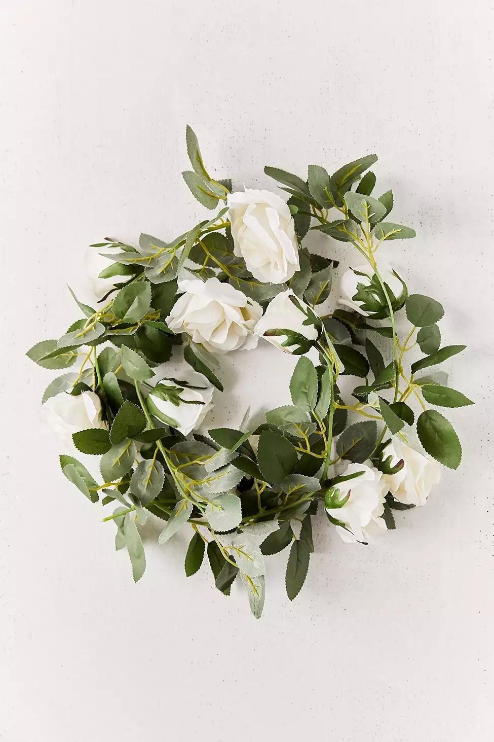 White Decorative Rose Garland, , large image number 1