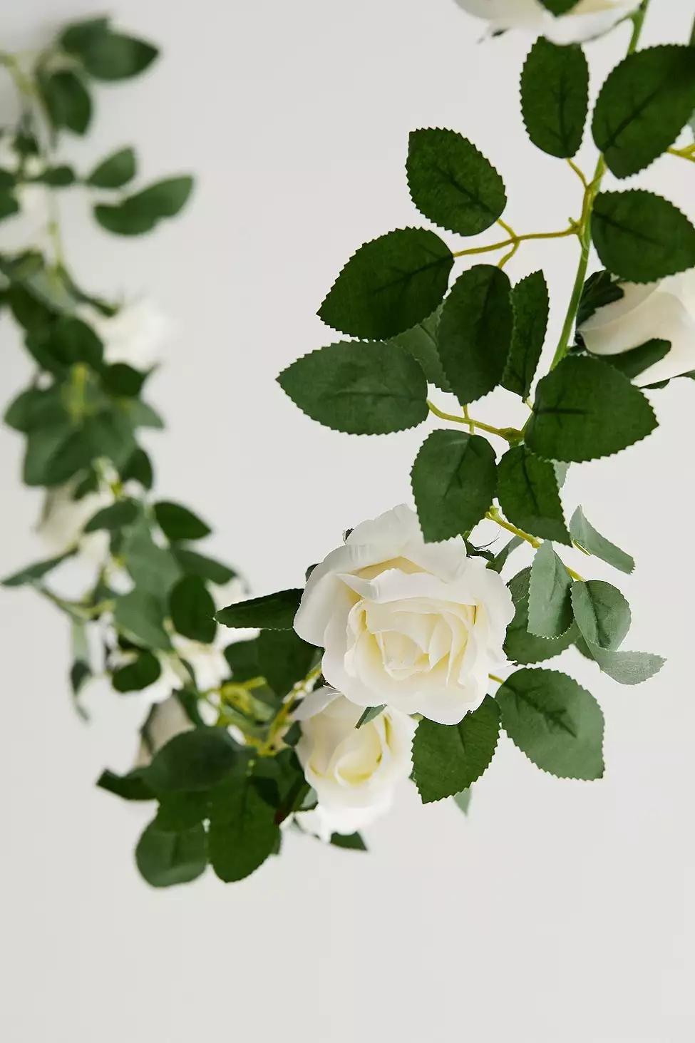 White Decorative Rose Garland, , large image number 2