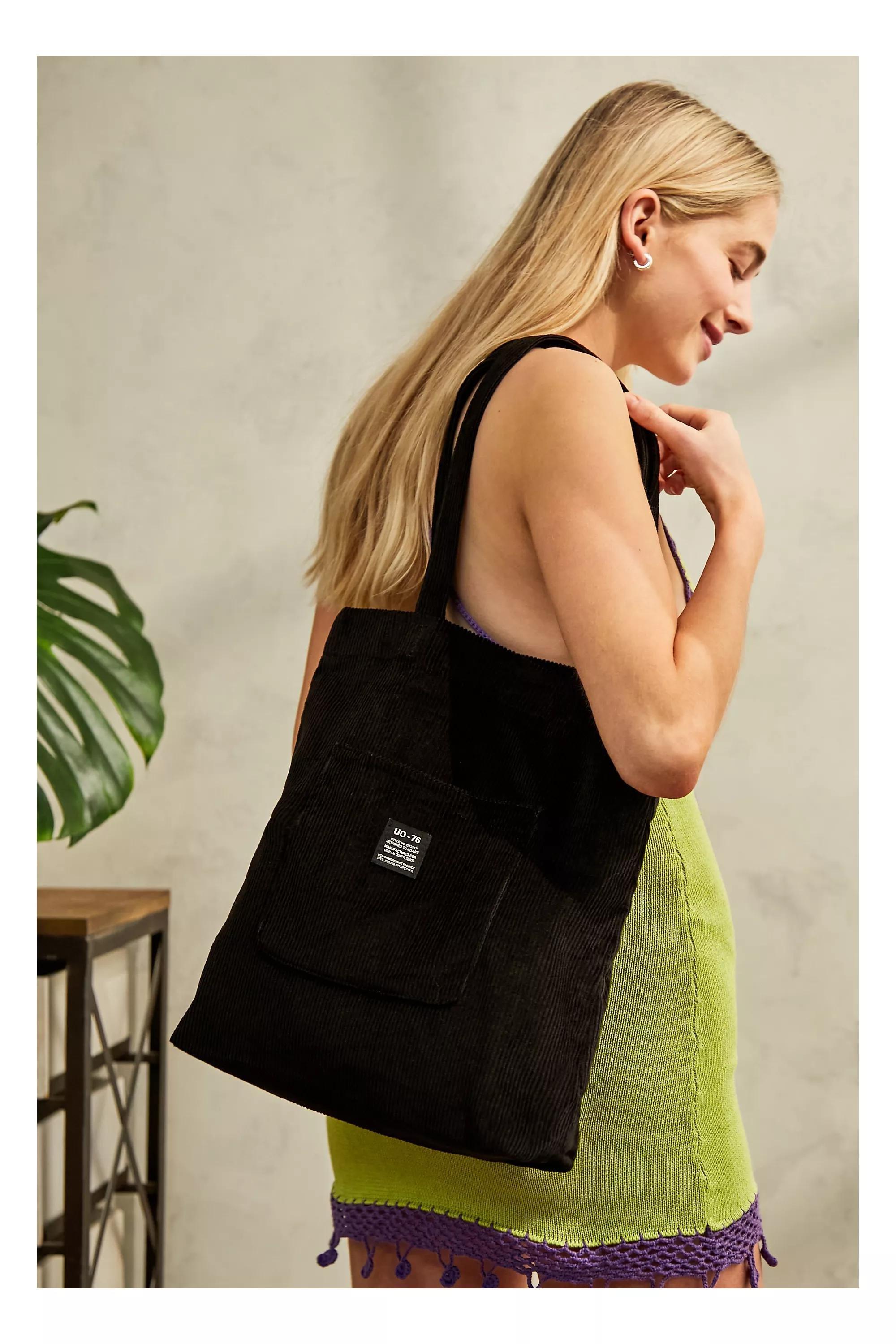 Black Uo Corduroy Pocket Tote Bag, Women, BLK, large image number 0