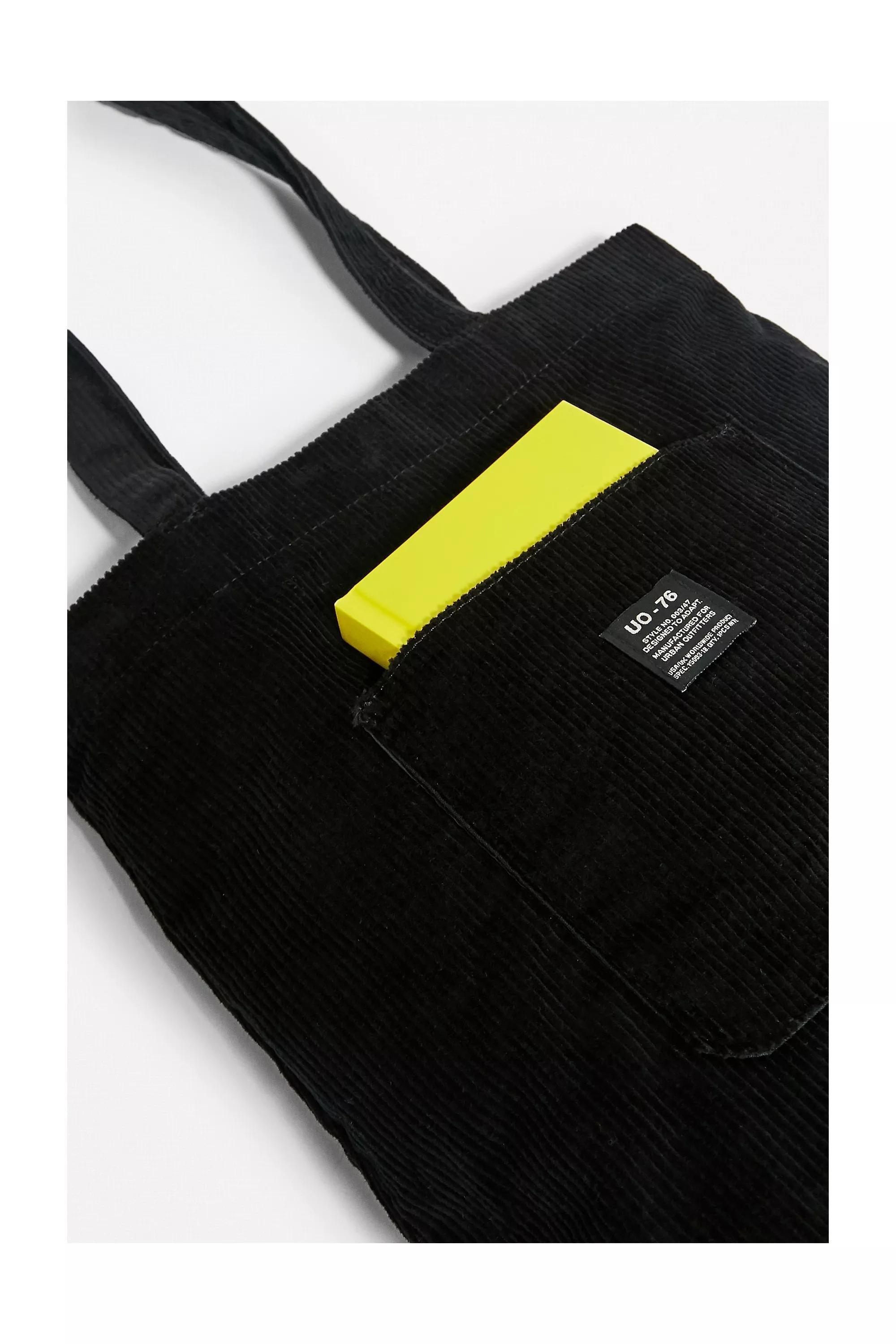 Black Uo Corduroy Pocket Tote Bag, Women, BLK, large image number 3