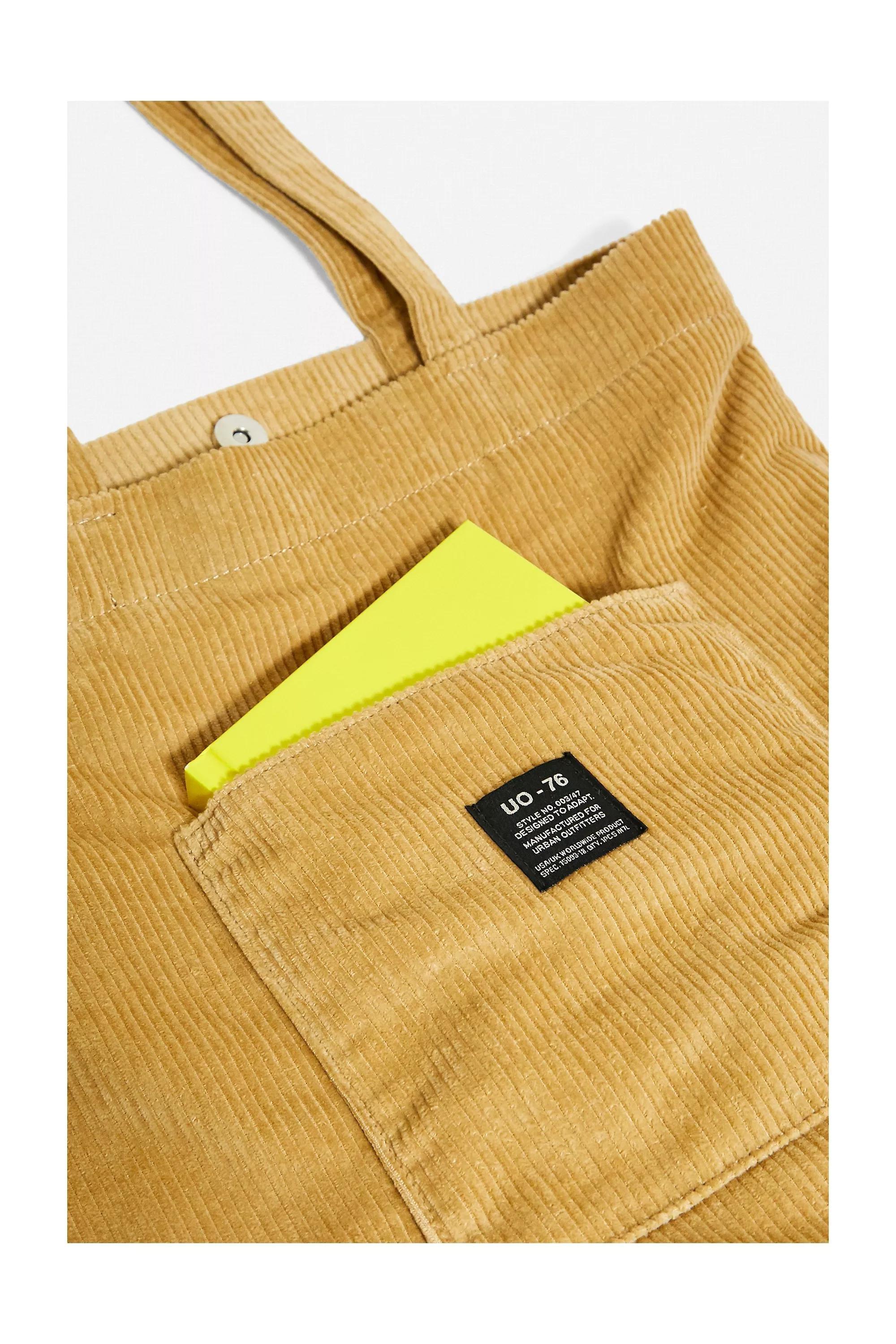 Yellow UO Corduroy Pocket Tote Bag, Women, , large image number 1