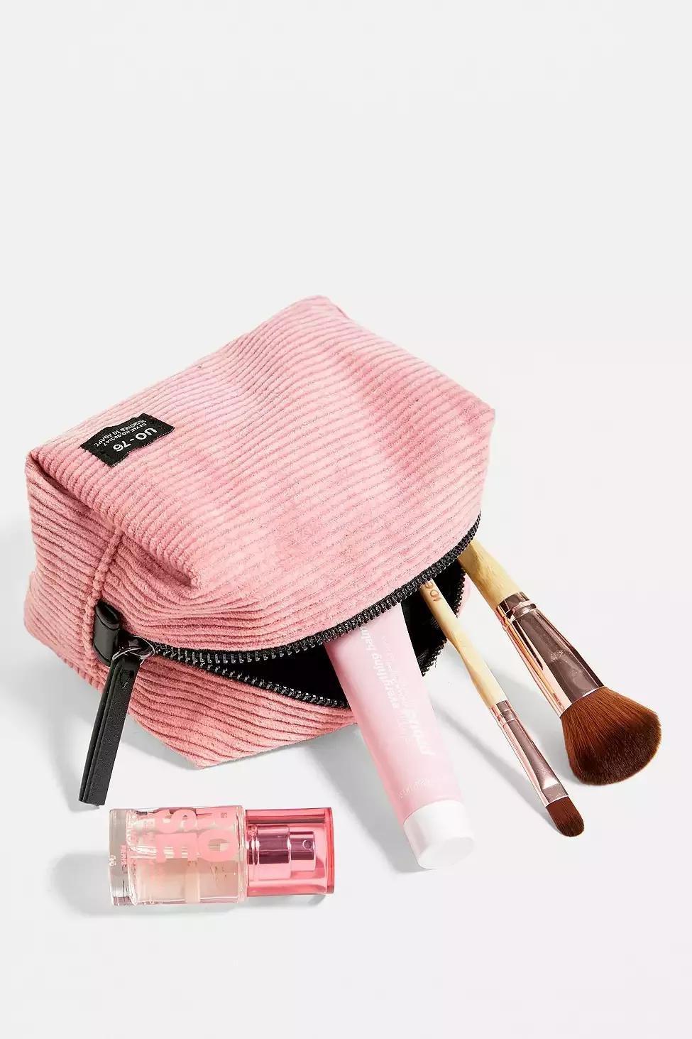 Peach UO Core Corduroy Makeup Bag, , large image number 1
