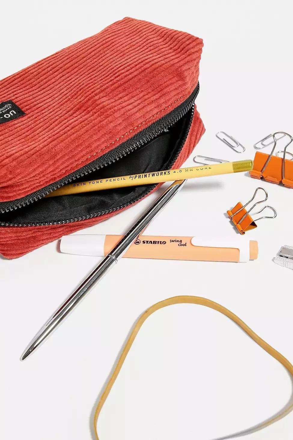 Red UO Core Corduroy Pencil Case, , large image number 1