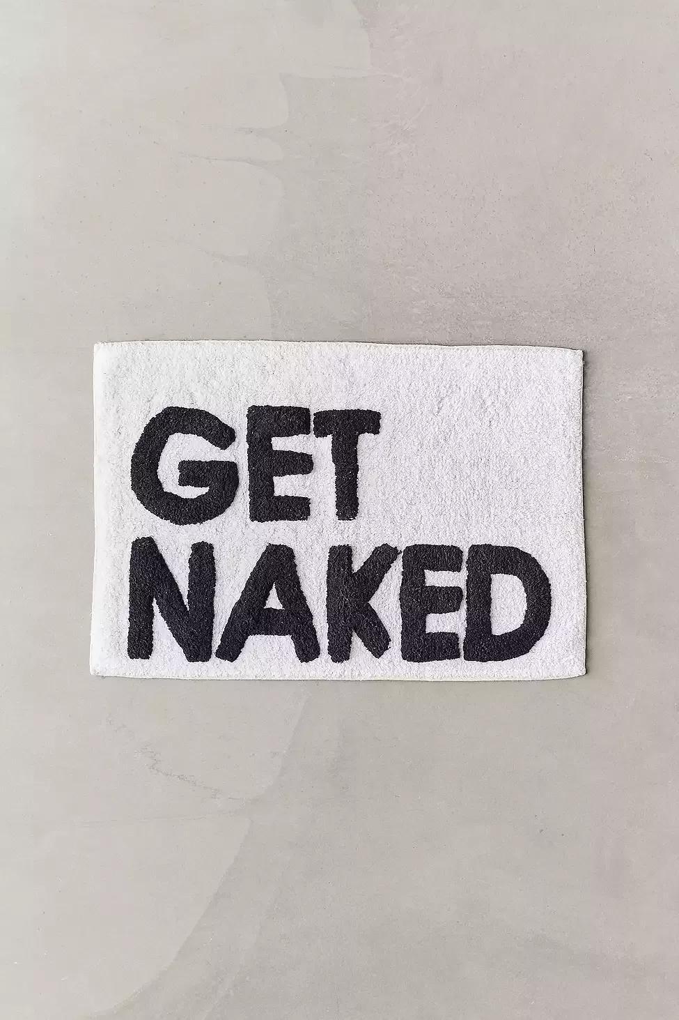 White Get Naked Bath Mat, , large image number 1