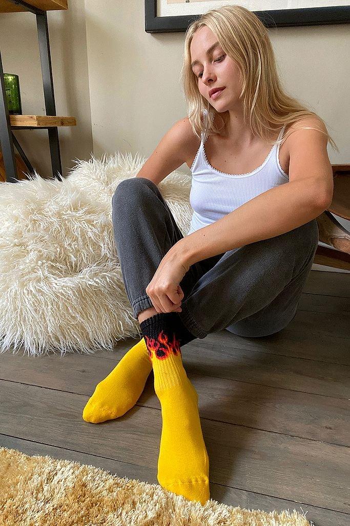 BLK UO Black Flame Socks, , large image number 1