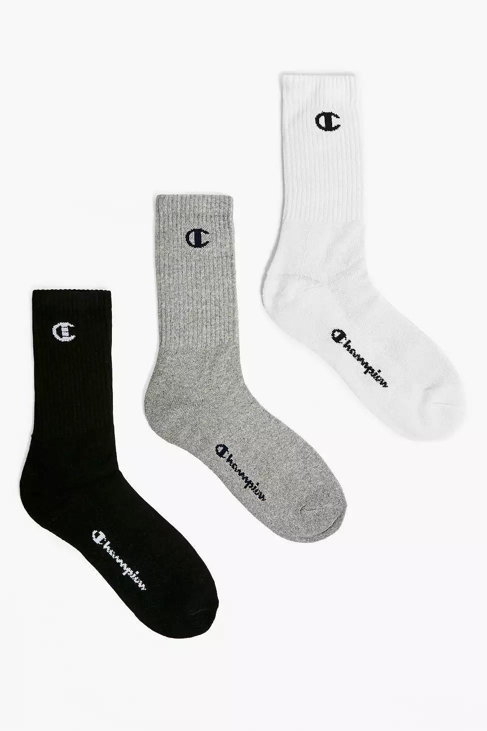 Champion Logo Black, Grey and White Socks 3-Pack, Men, , large image number 0