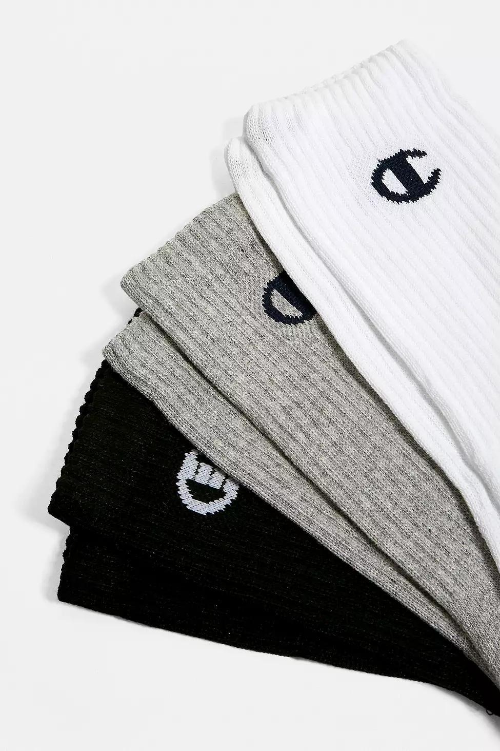 Champion Logo Black, Grey and White Socks 3-Pack, Men, , large image number 1