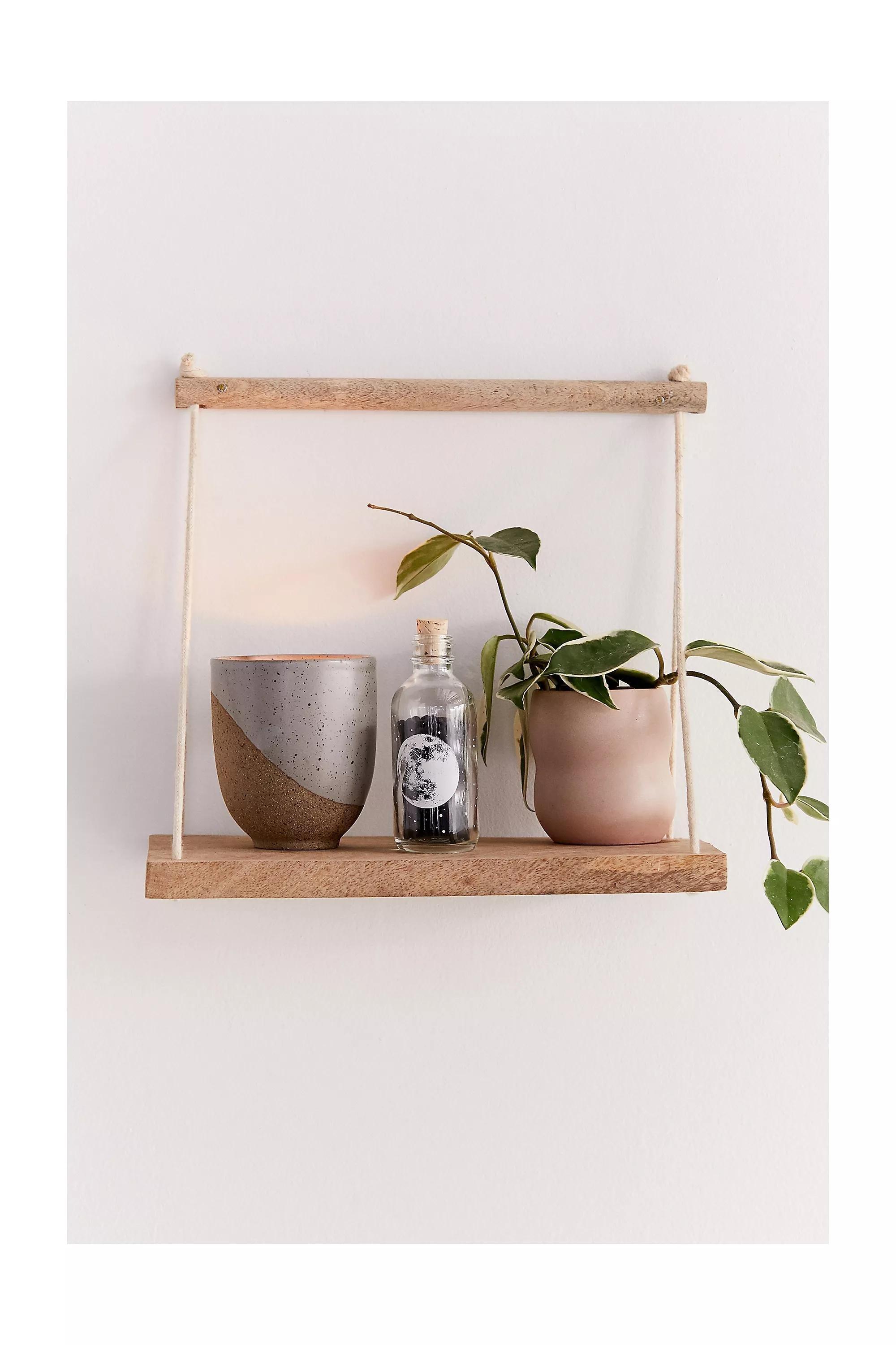 Neutral Asher Rope Hanging Wall Shelf, , large image number 0