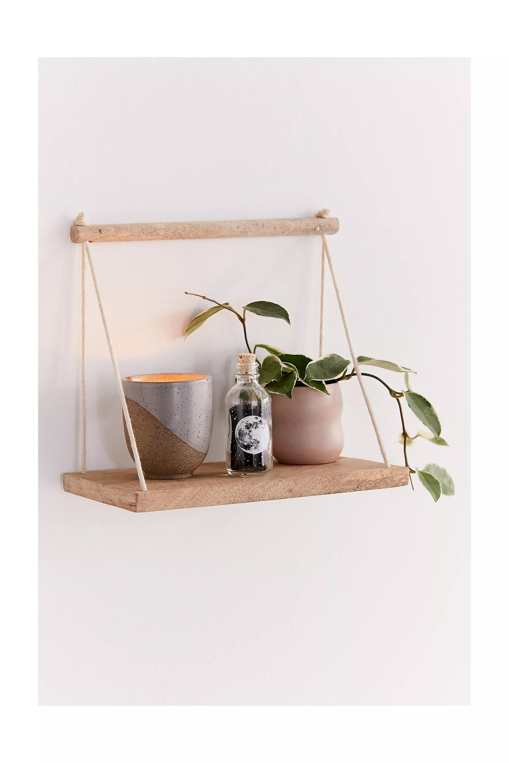 Neutral Asher Rope Hanging Wall Shelf, , large image number 2