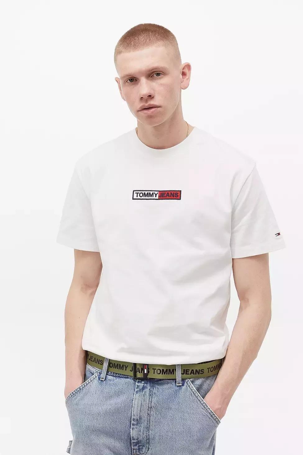 Moss Tommy Jeans Logo Tape D-Ring Olive Belt, Men, , large image number 0