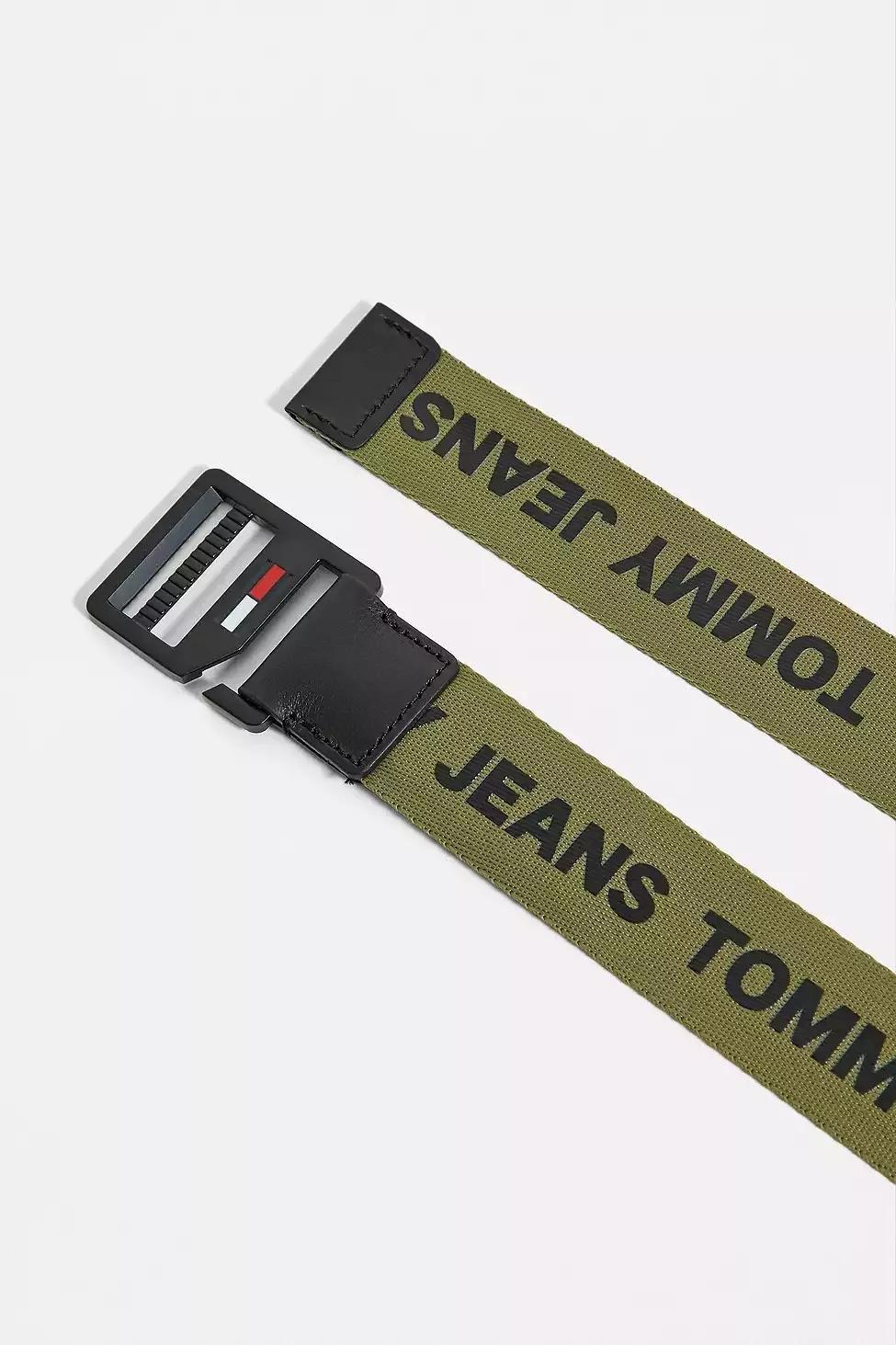 Moss Tommy Jeans Logo Tape D-Ring Olive Belt, Men, , large image number 1