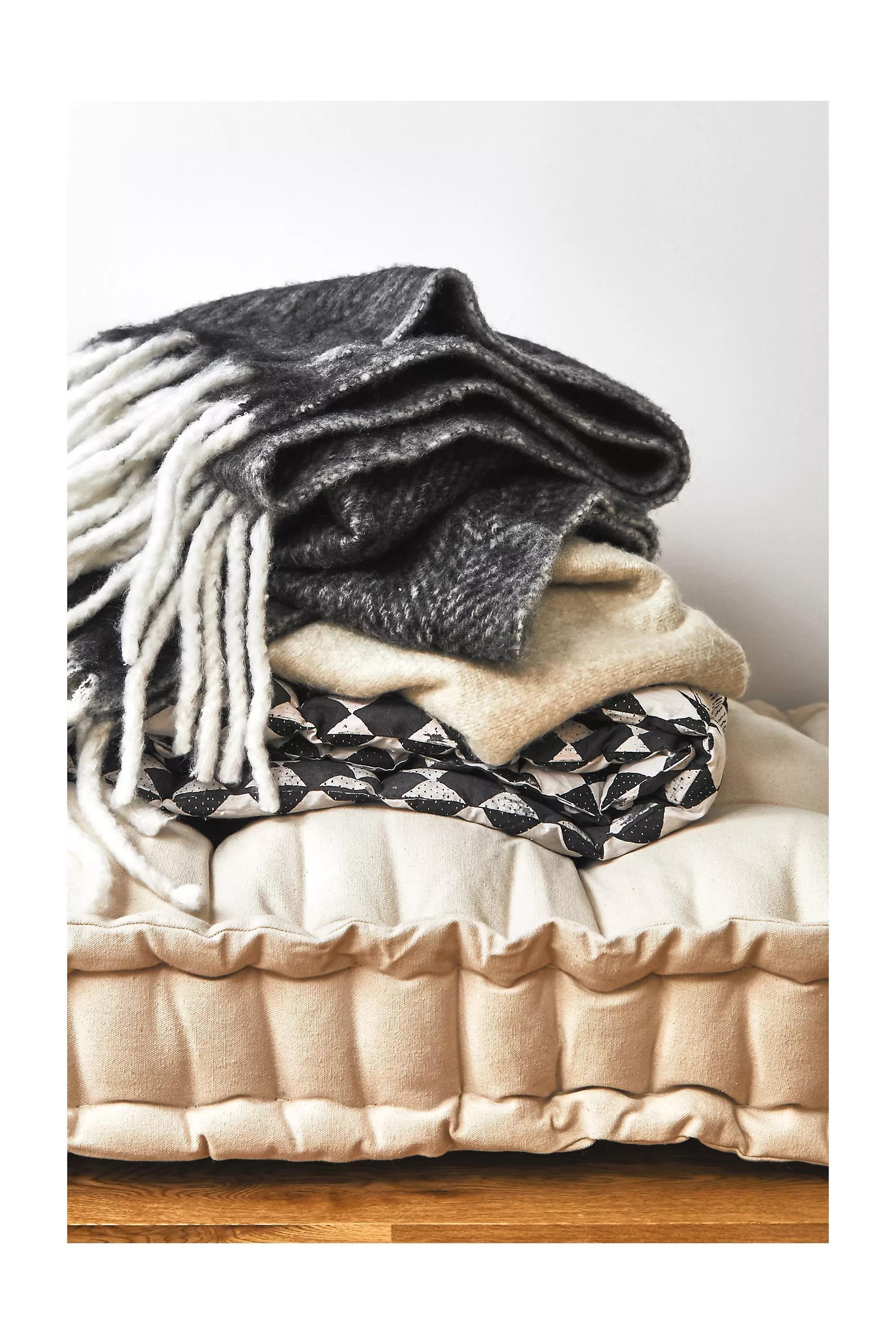 Black Cosy Throw Blanket, , large image number 2