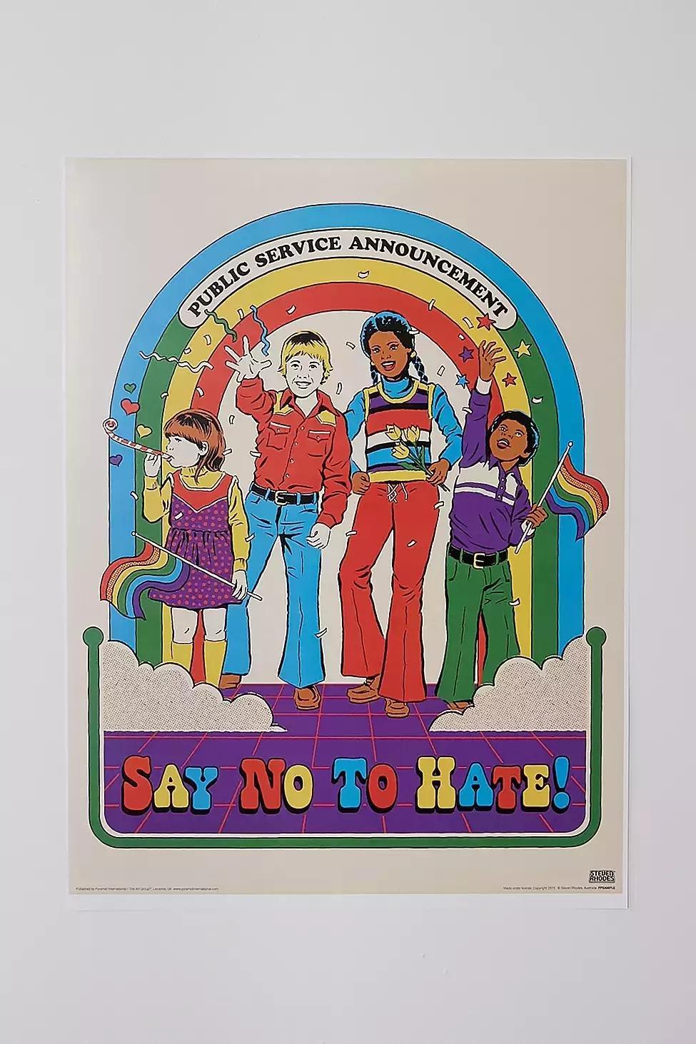 Assorted Steven Rhodes Say No To Hate Wall Art Print, , large image number 1