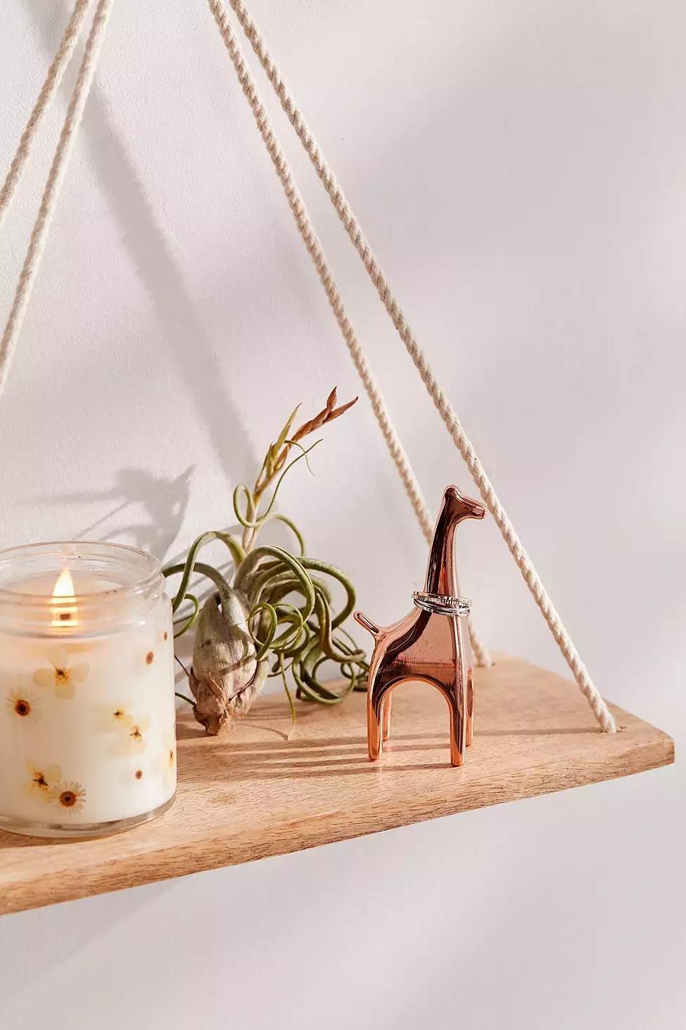 White Elie Macrame Hanging Shelf, , large image number 2