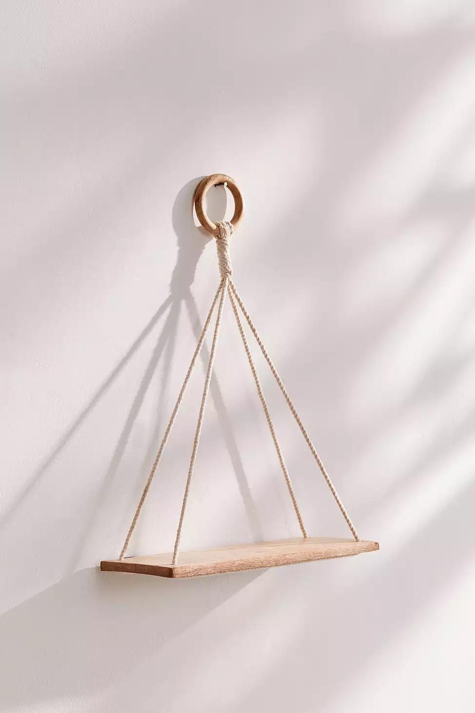 White Elie Macrame Hanging Shelf, , large image number 4