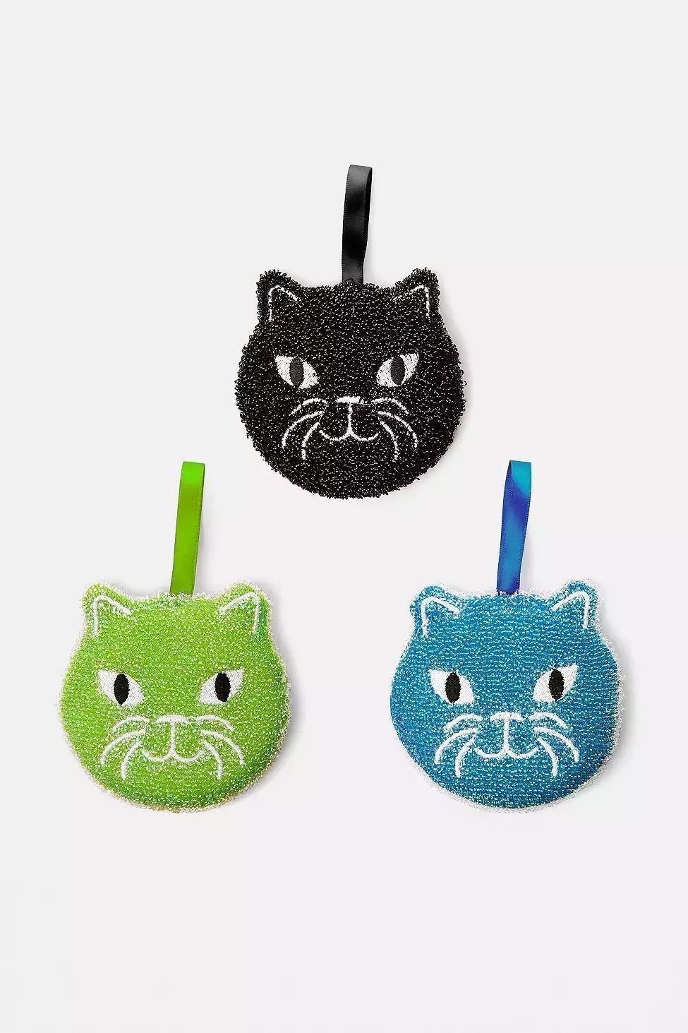 Assorted Kikkerland Set of 3 Cat Scrub Sponges, , large image number 0